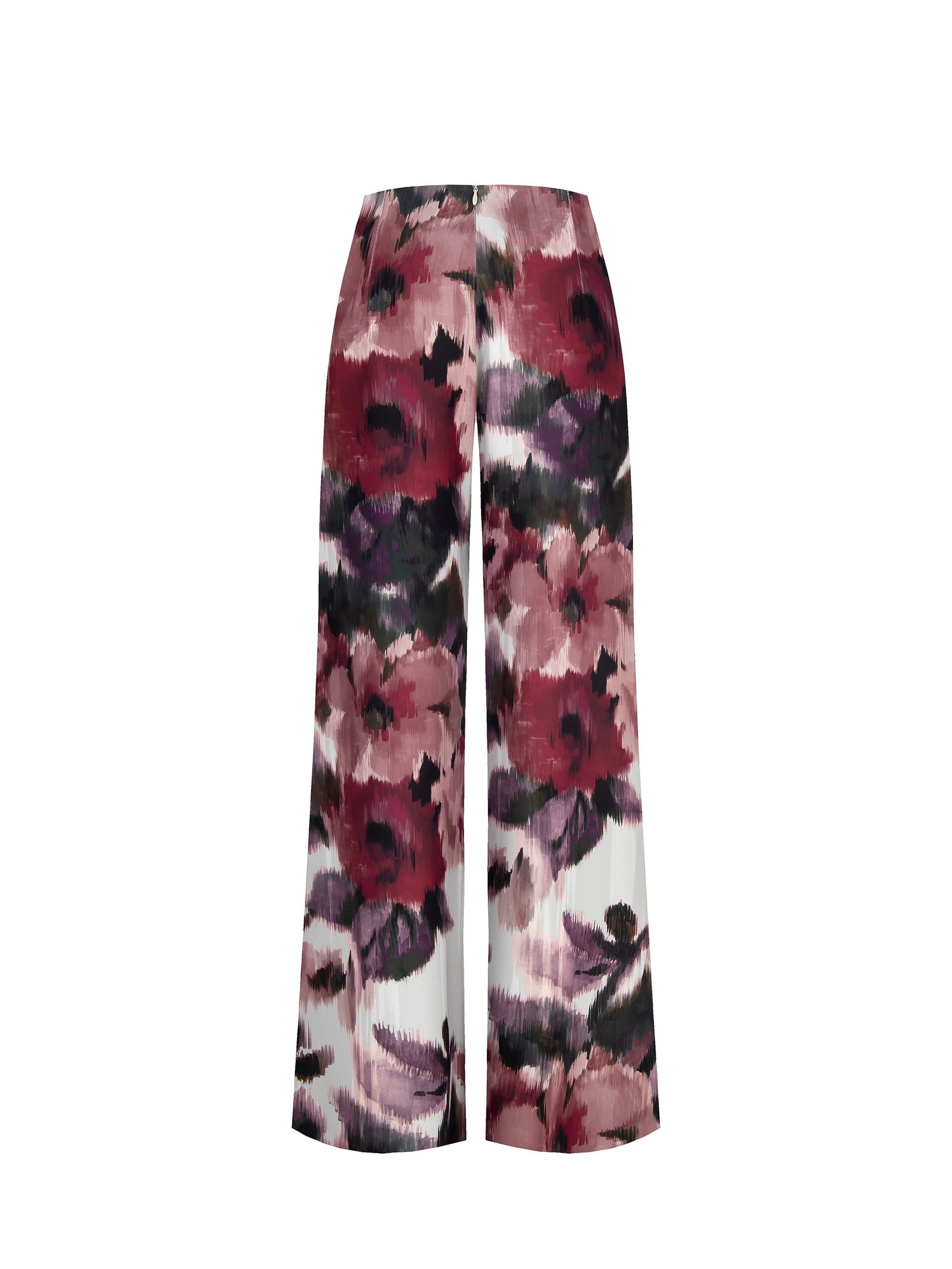 Pantalon de palazzo en satin avec fermeture éclair au dos Rinascimento