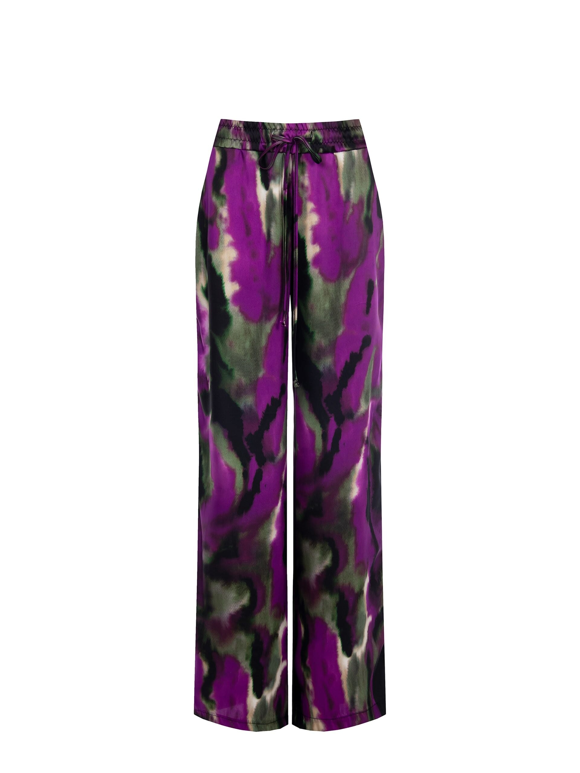 Pantalon de satin Palazzo avec élastique et cordon de serrage Rinascimento