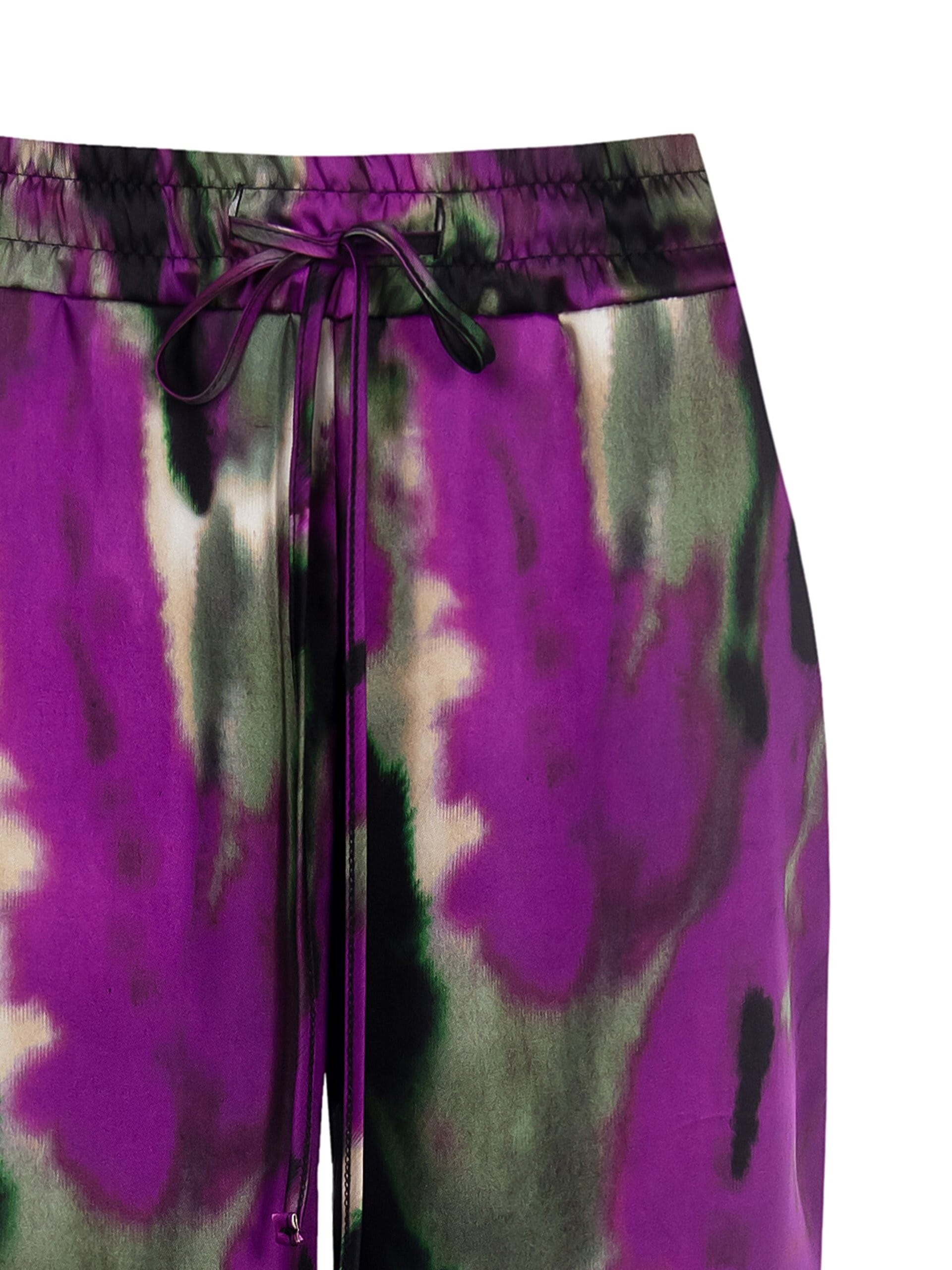 Pantalon de satin Palazzo avec élastique et cordon de serrage Rinascimento