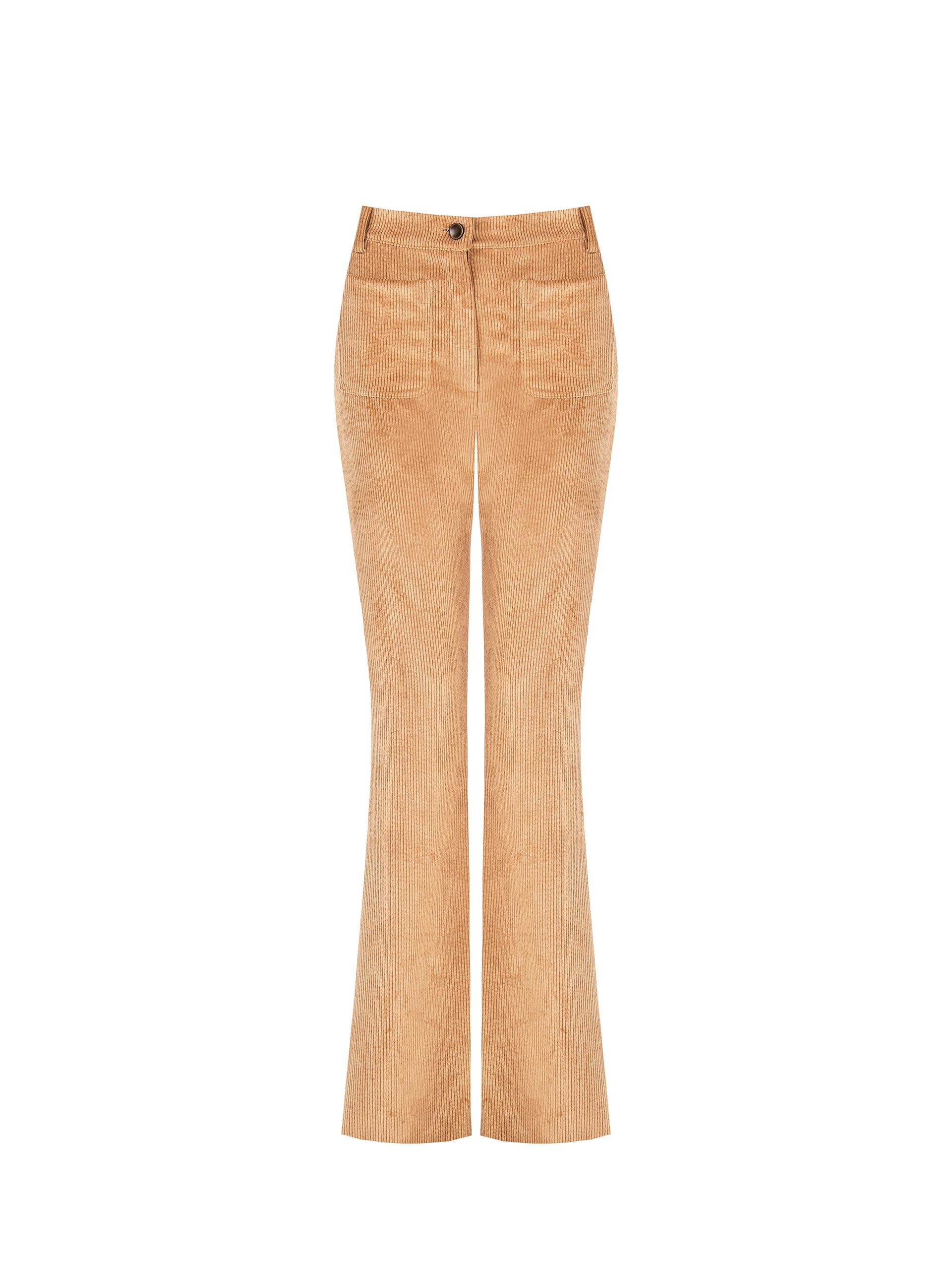 Corduroy Ruffle Trousers With Front Pockets Rinascimento