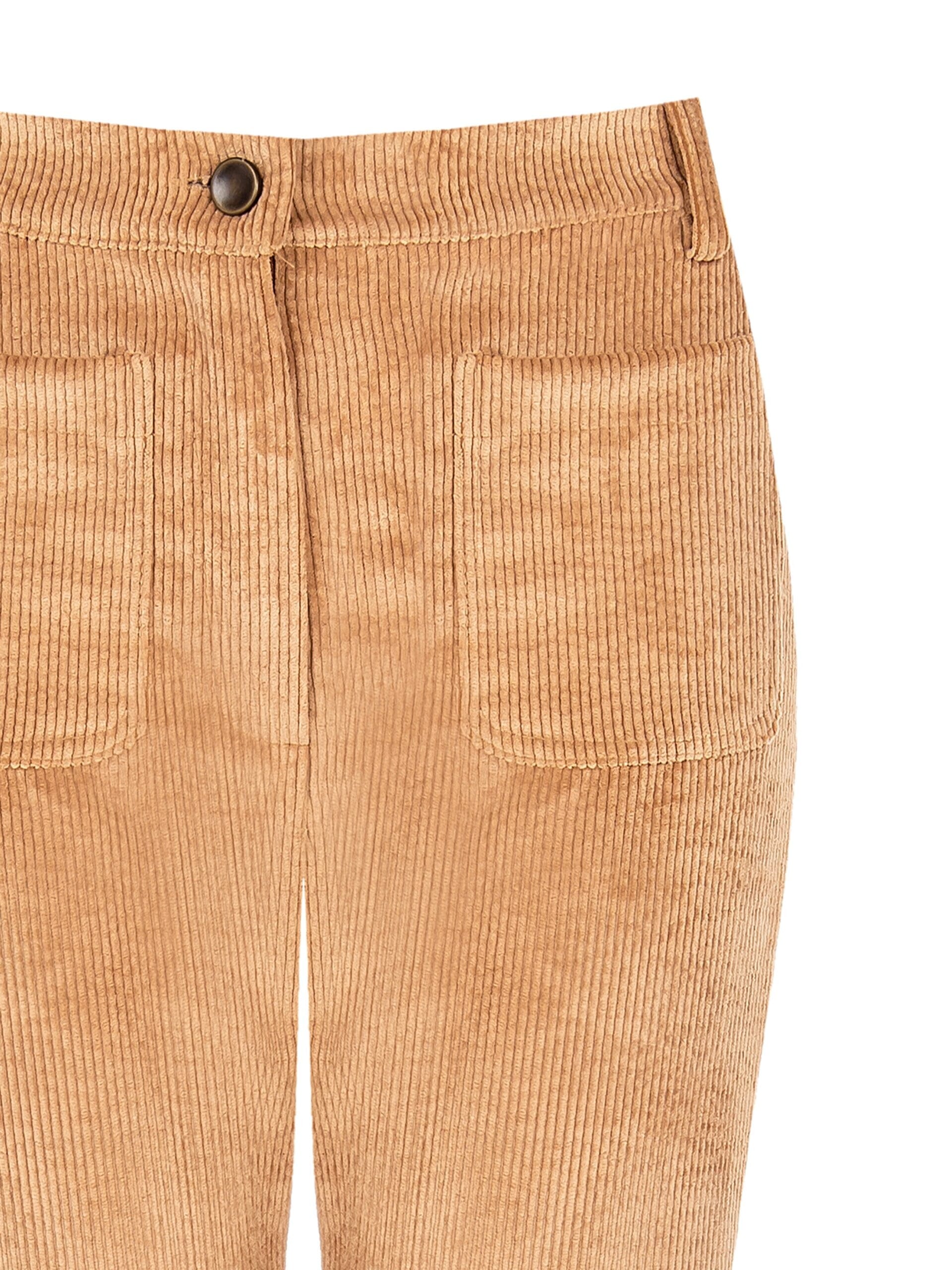 Corduroy Ruffle Trousers With Front Pockets Rinascimento