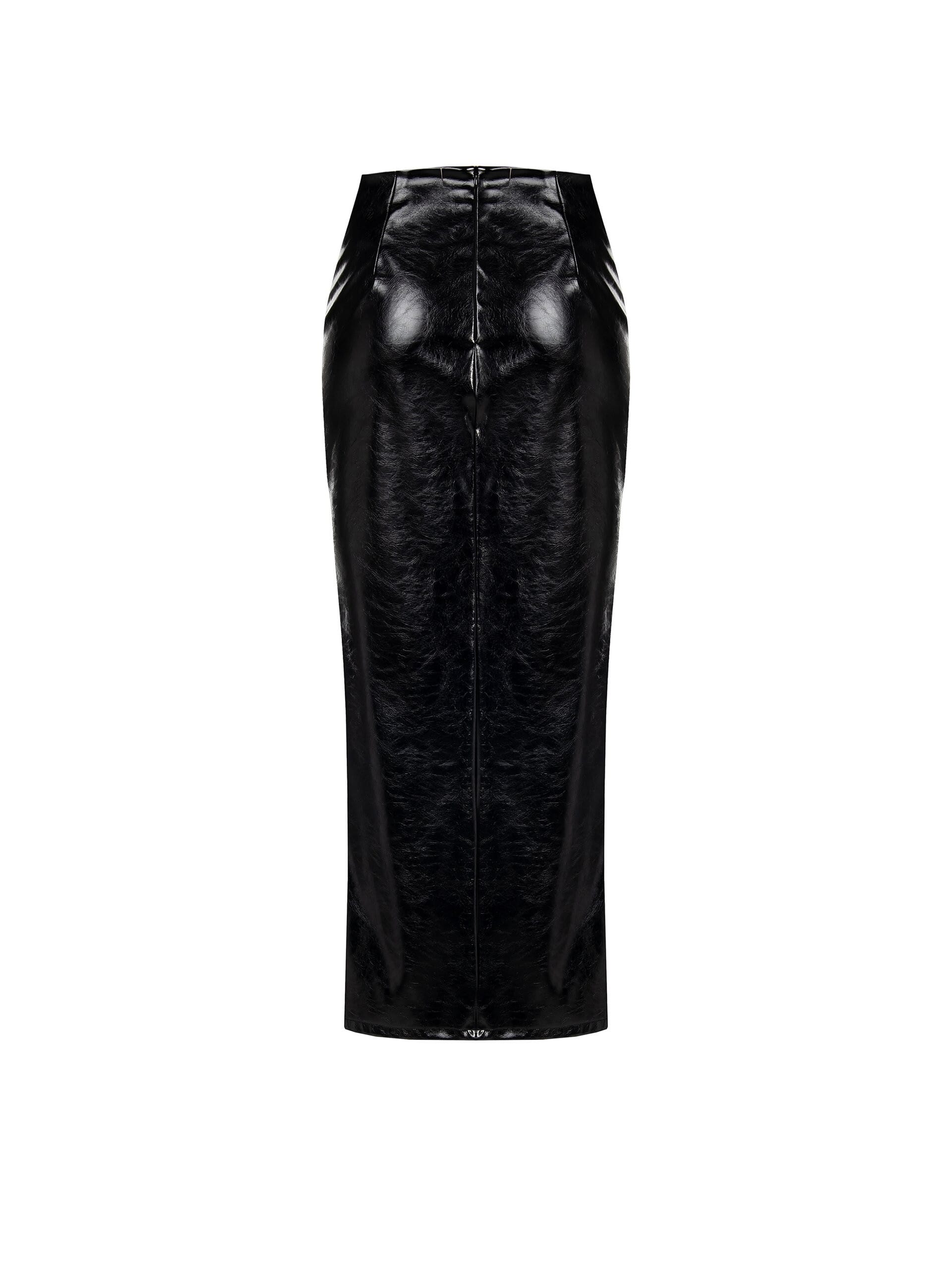 Longuette Di Pelle Sintetica In Vernice Con Spacco Profondo Rinascimento