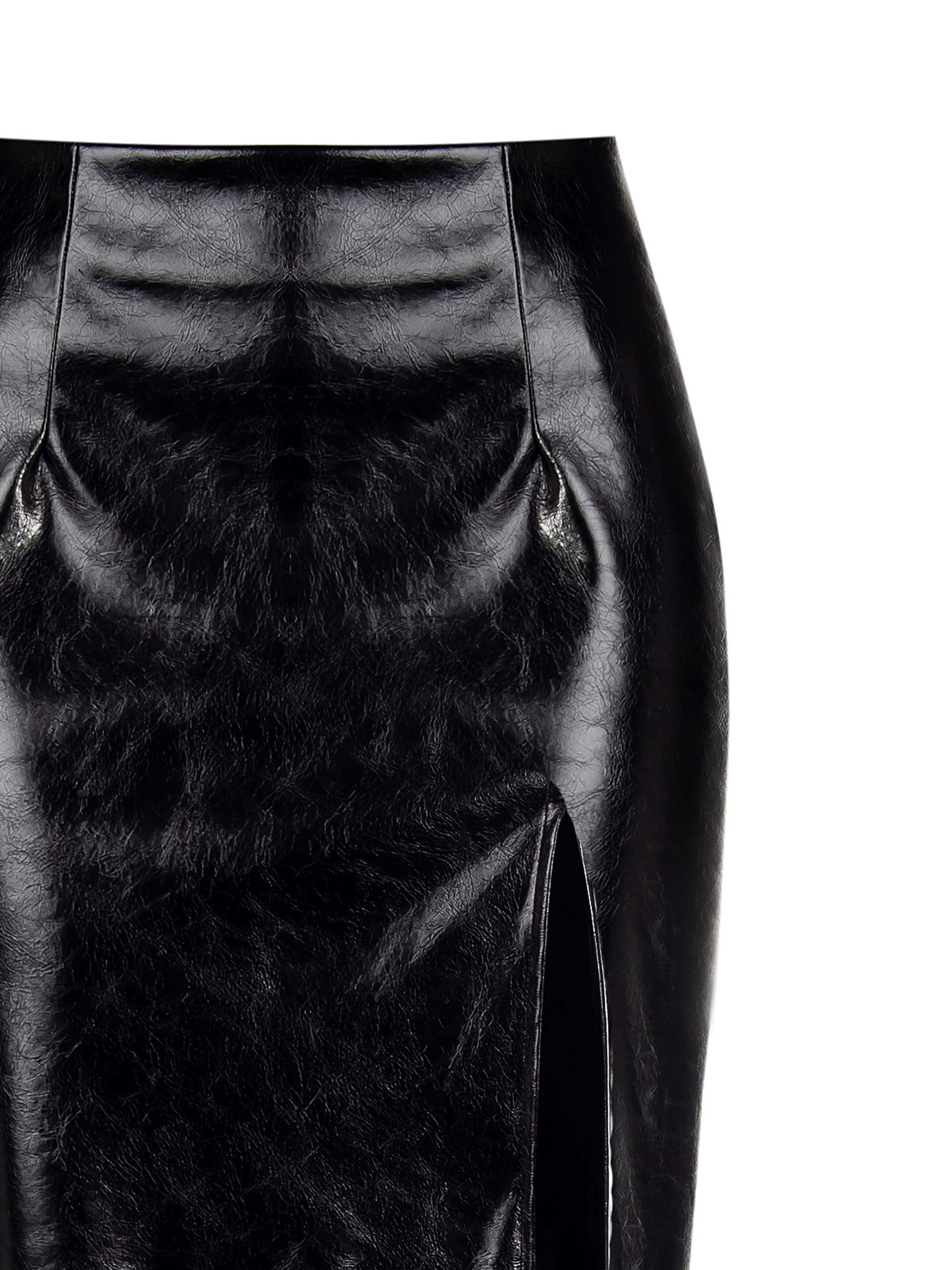 Longuette Di Pelle Sintetica In Vernice Con Spacco Profondo Rinascimento