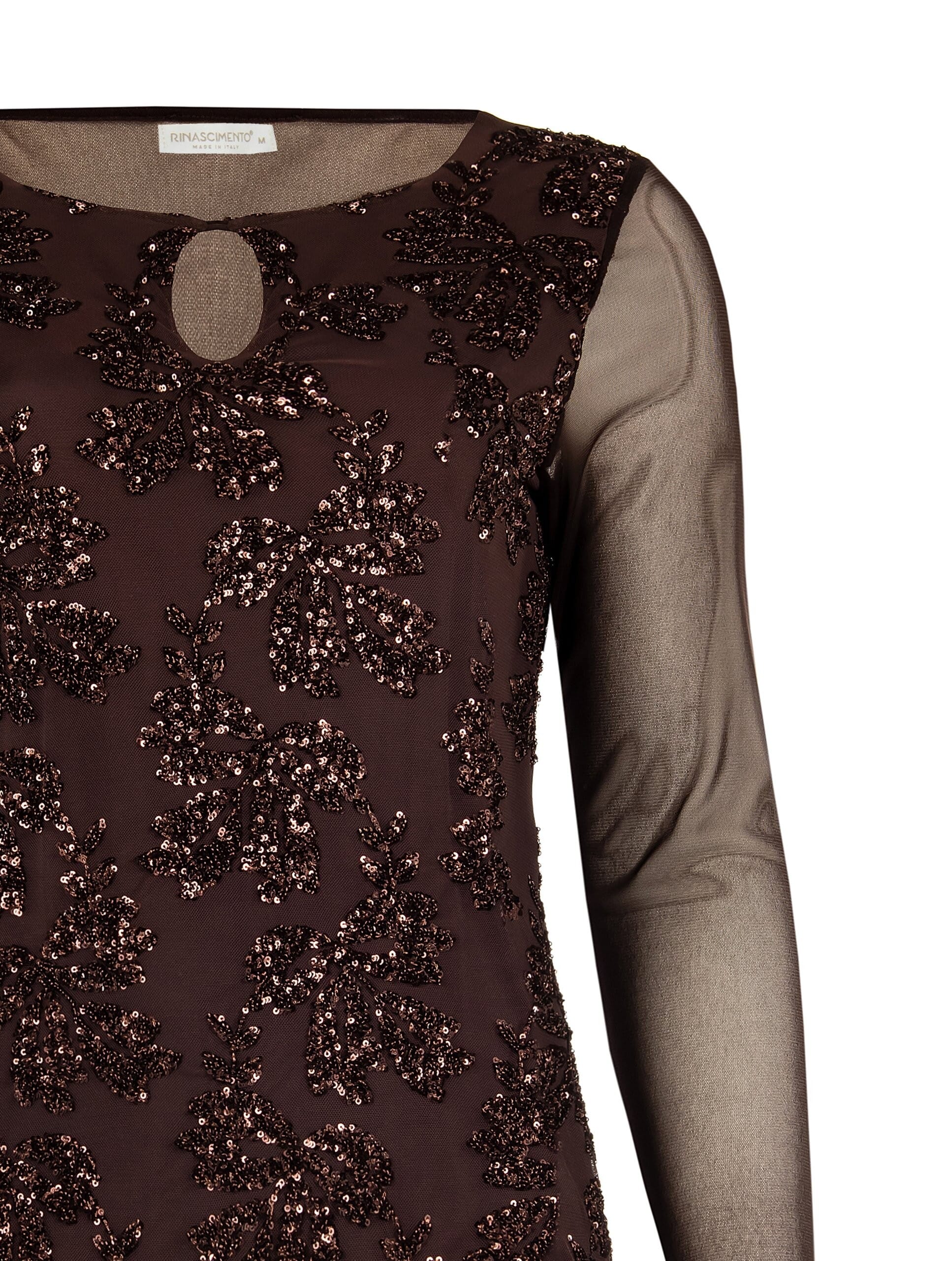 Curvy Fitted Tulle Top With Flower Pattern In Sequins Rinascimento Curvy