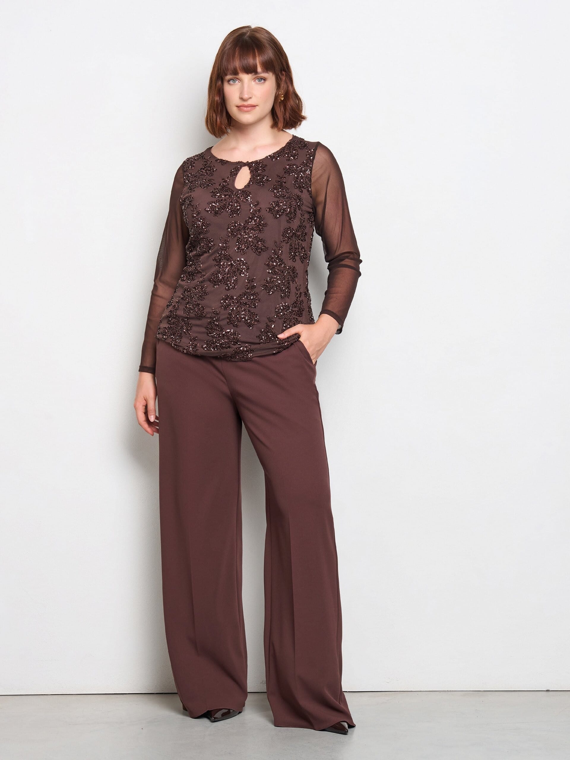 Pantaloni Palazzo Curvy In Scuba Crepe Con Zip Laterale Rinascimento Curvy