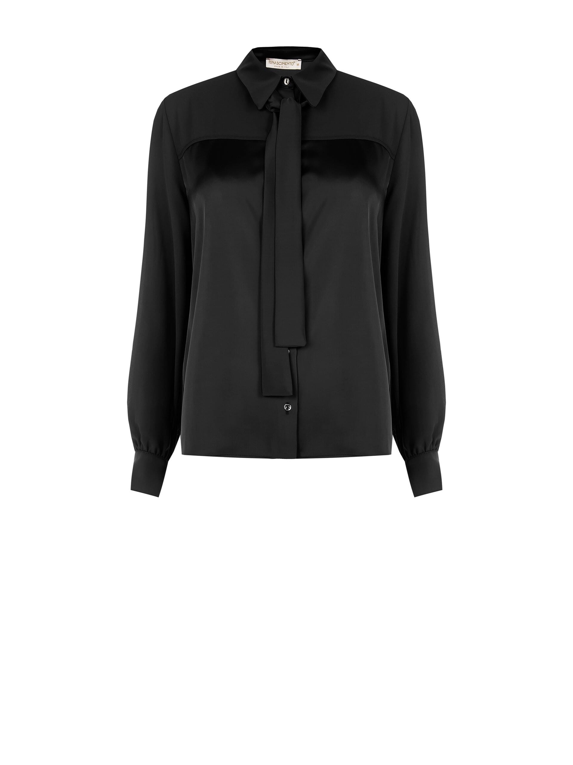 Wide And Flowing Satin Shirt With Tie Rinascimento