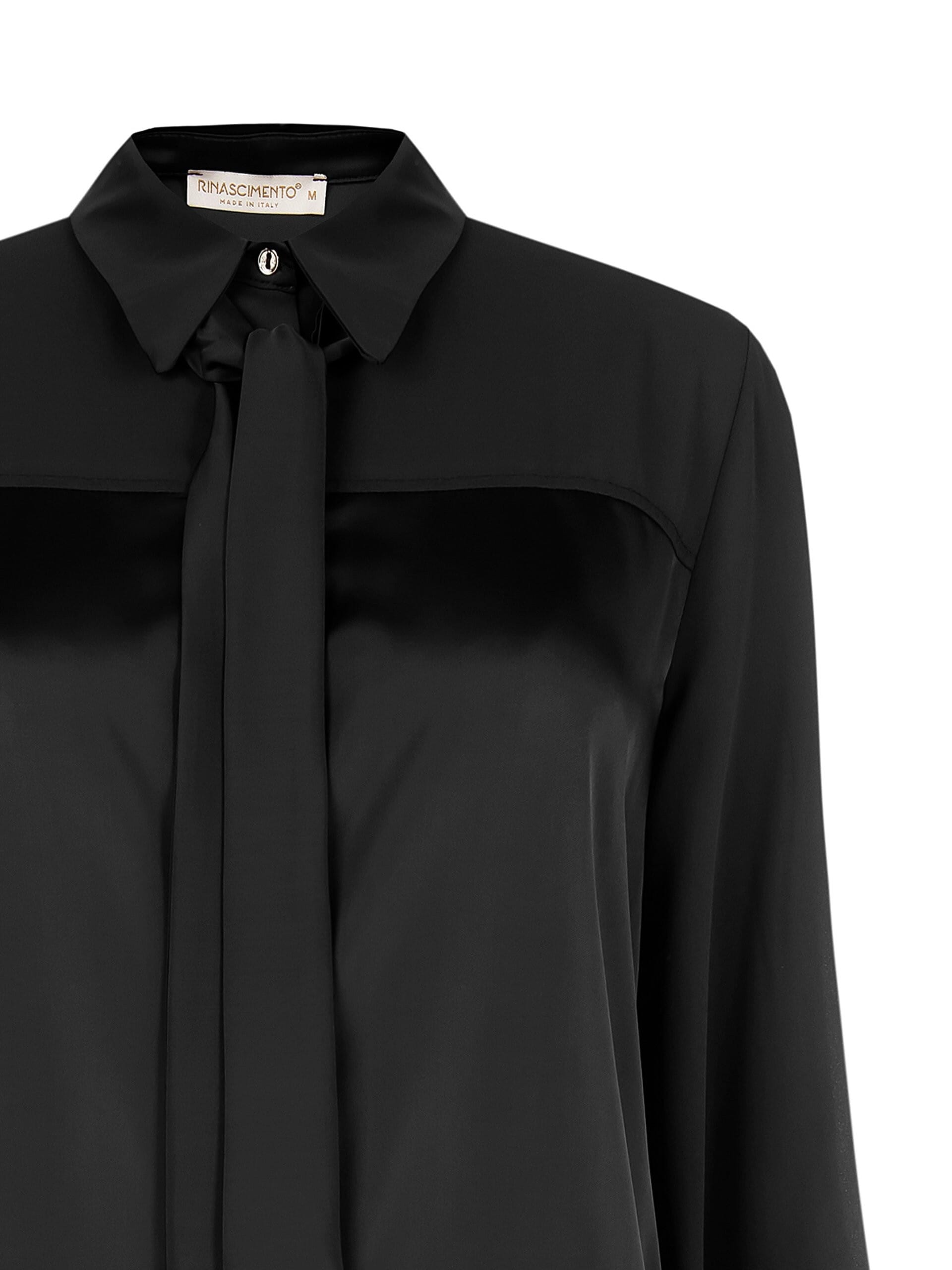 Wide And Flowing Satin Shirt With Tie Rinascimento