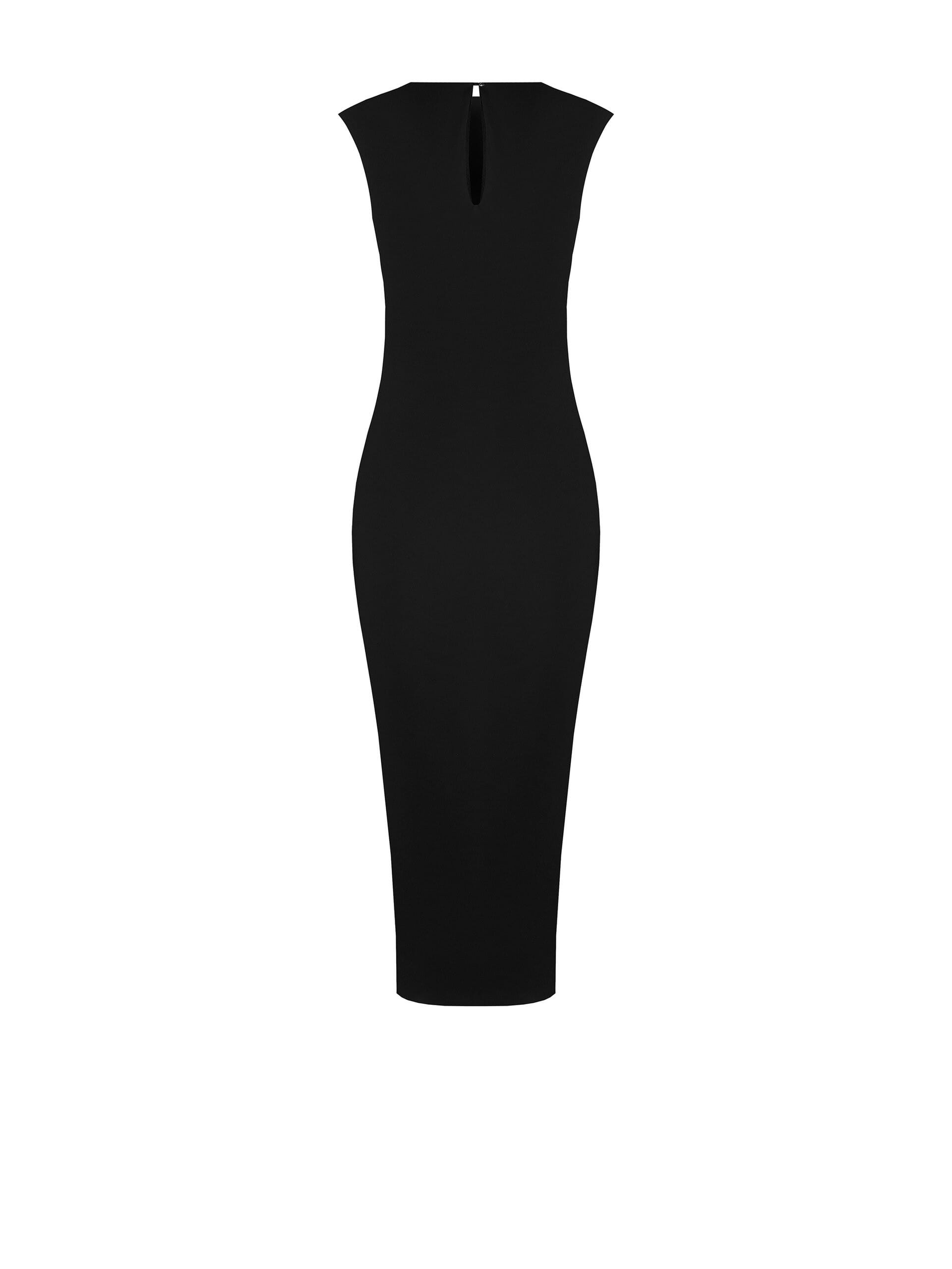 Abito Lungo In Tessuto Tecnico Arricciato Su Un Fianco Con Dettaglio Gioiello Rinascimento