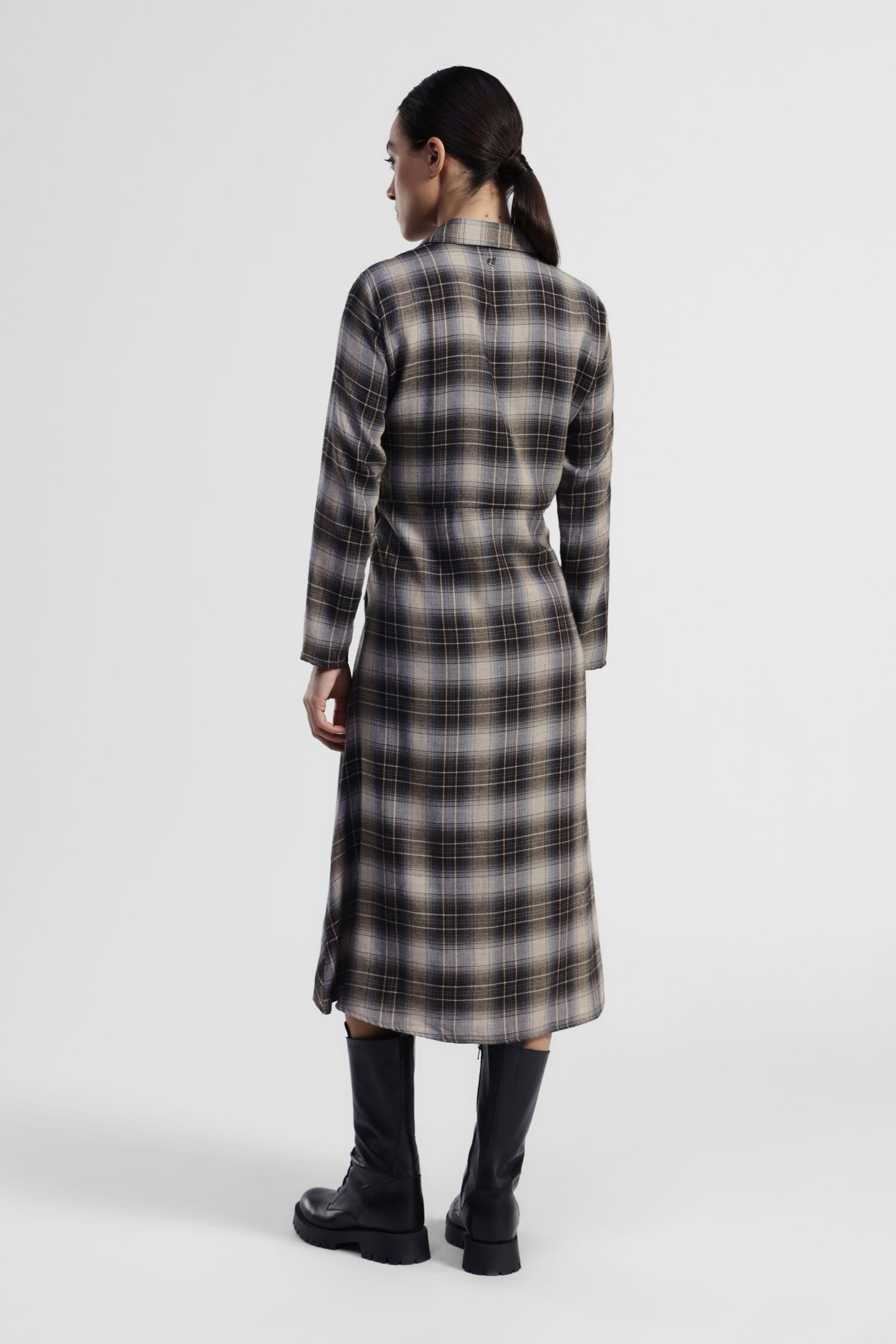 Abito Midi A Quadri Con Fiocco In Vita E Colletto Classico Dixie