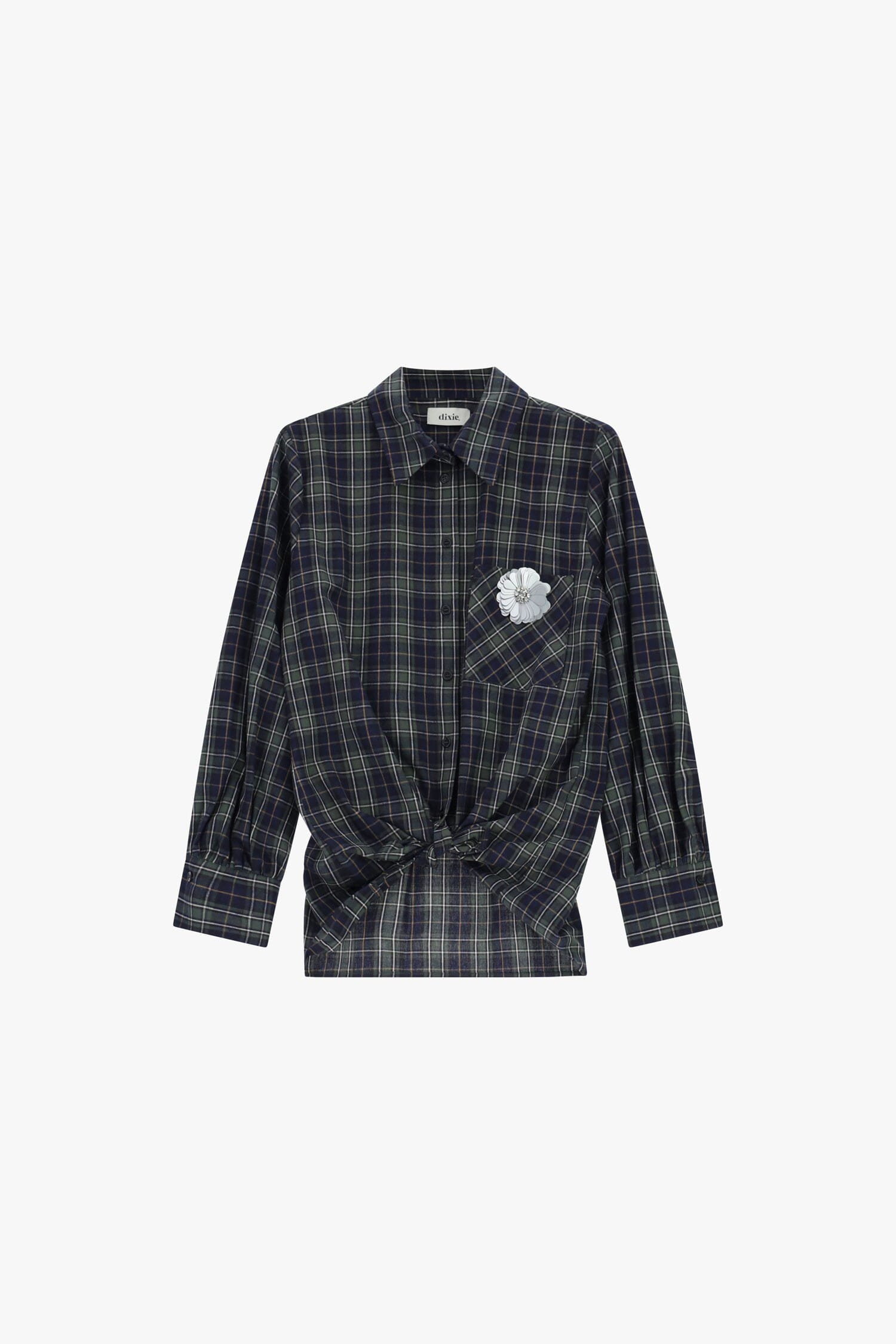 Check Shirt With Knot And Decorated Pocket Dixie