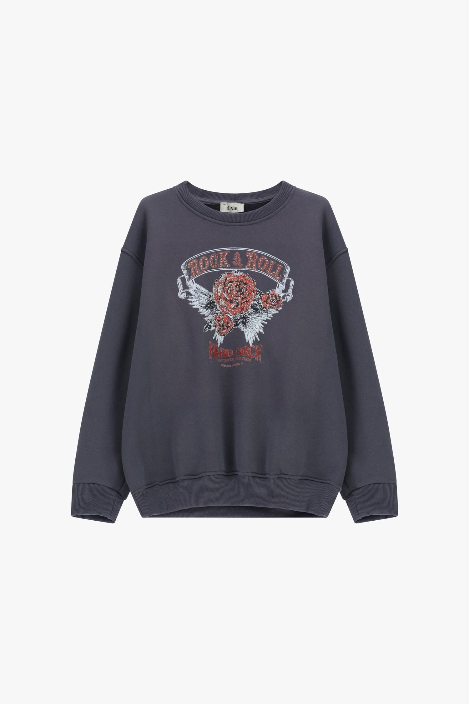 Sweatshirt Crew-neck Rock And Roll Print Front Dixie