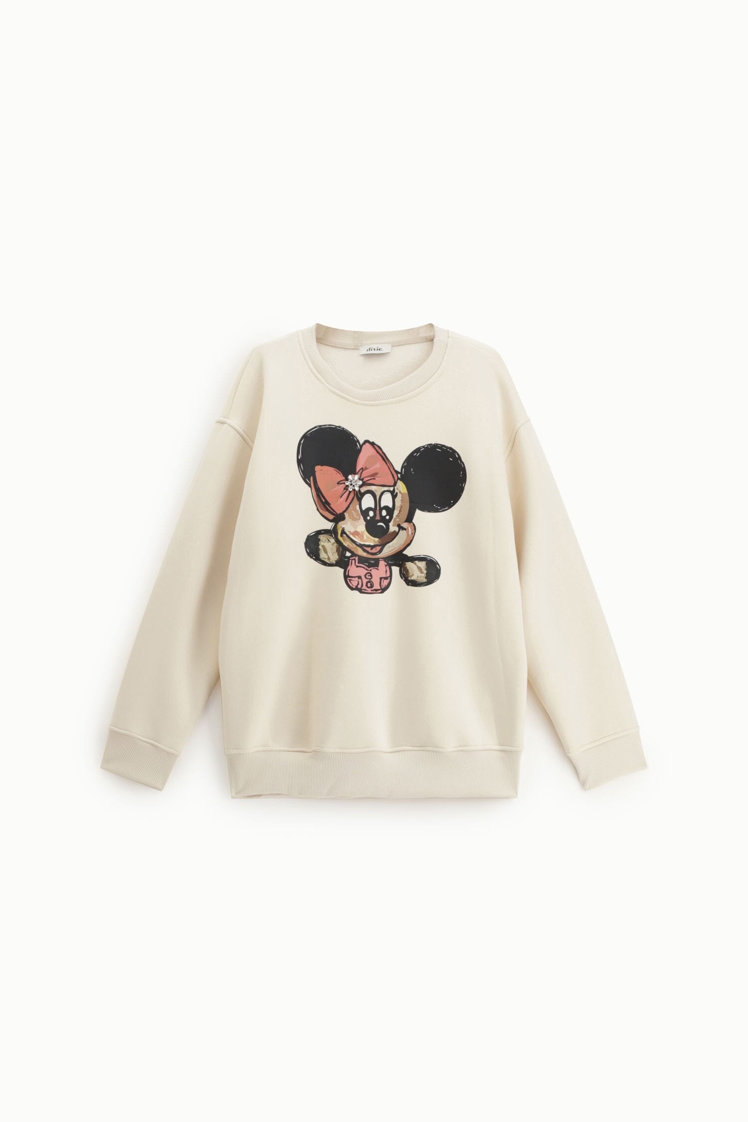 Sweatshirt Crew-neck with Character Print and Ribbed Detailing Dixie