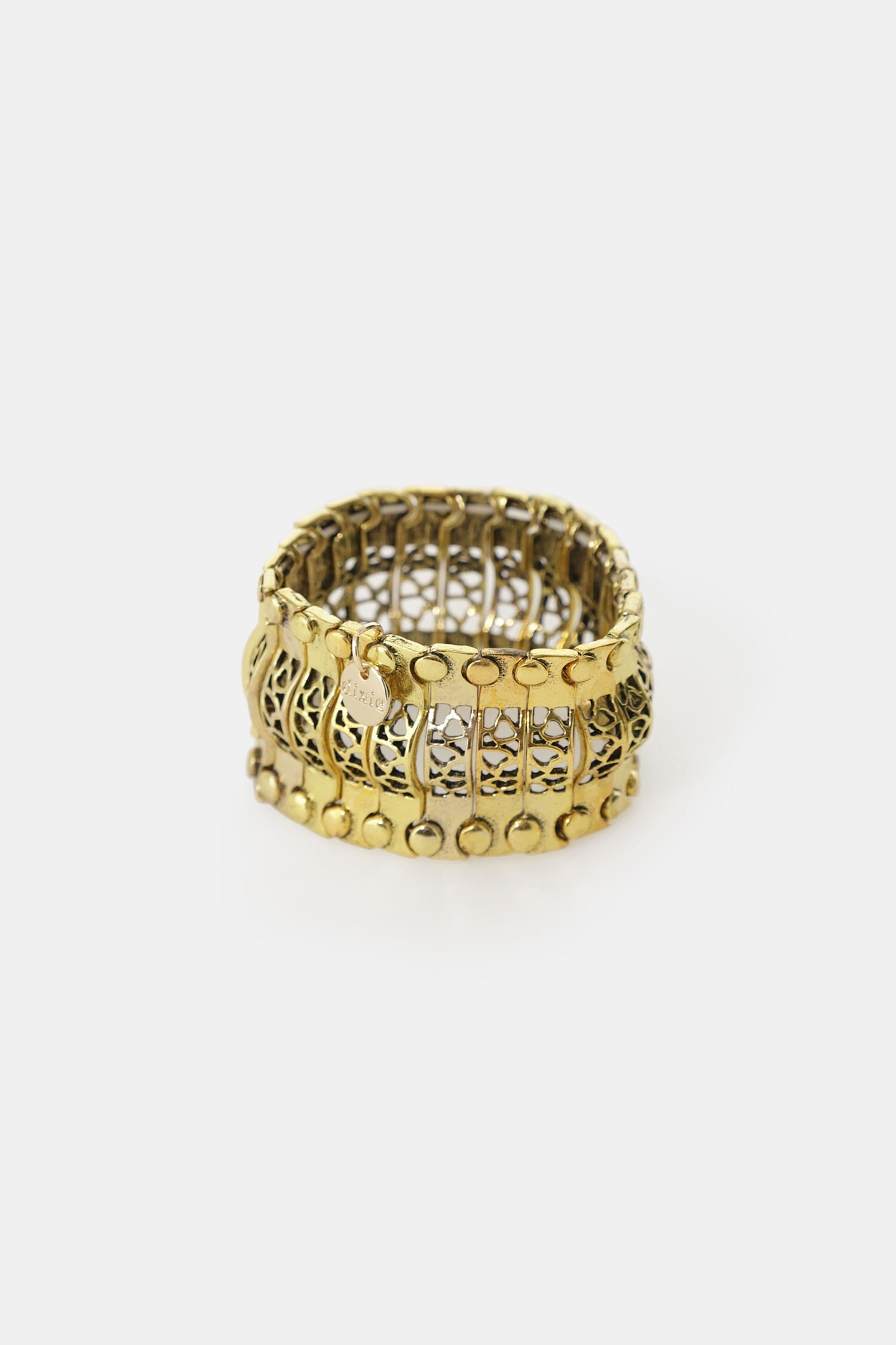 Wide Perforated Ring With Geometric Dixie Motif
