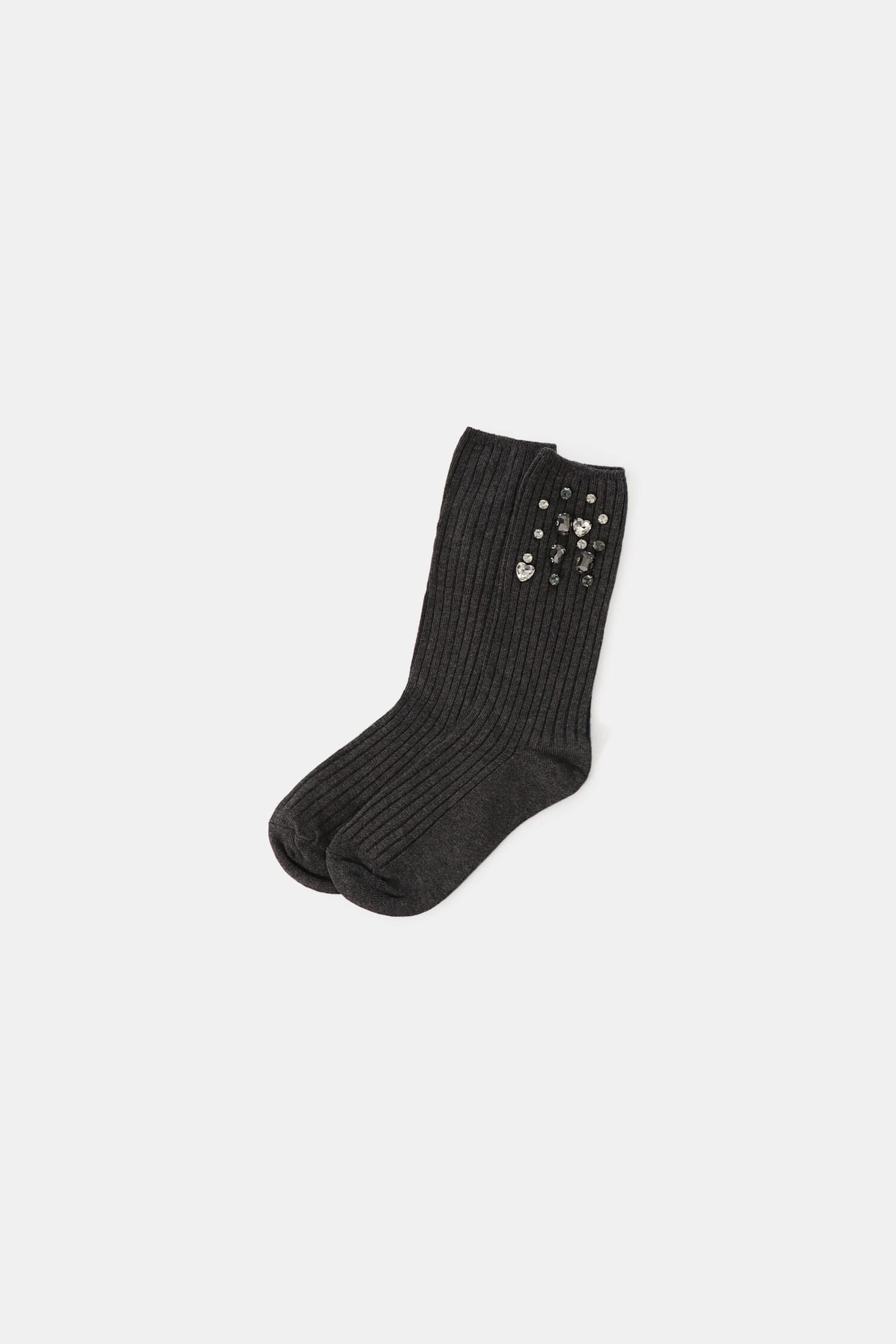 Chaussettes longues en tricot avec cristaux appliqués Dixie