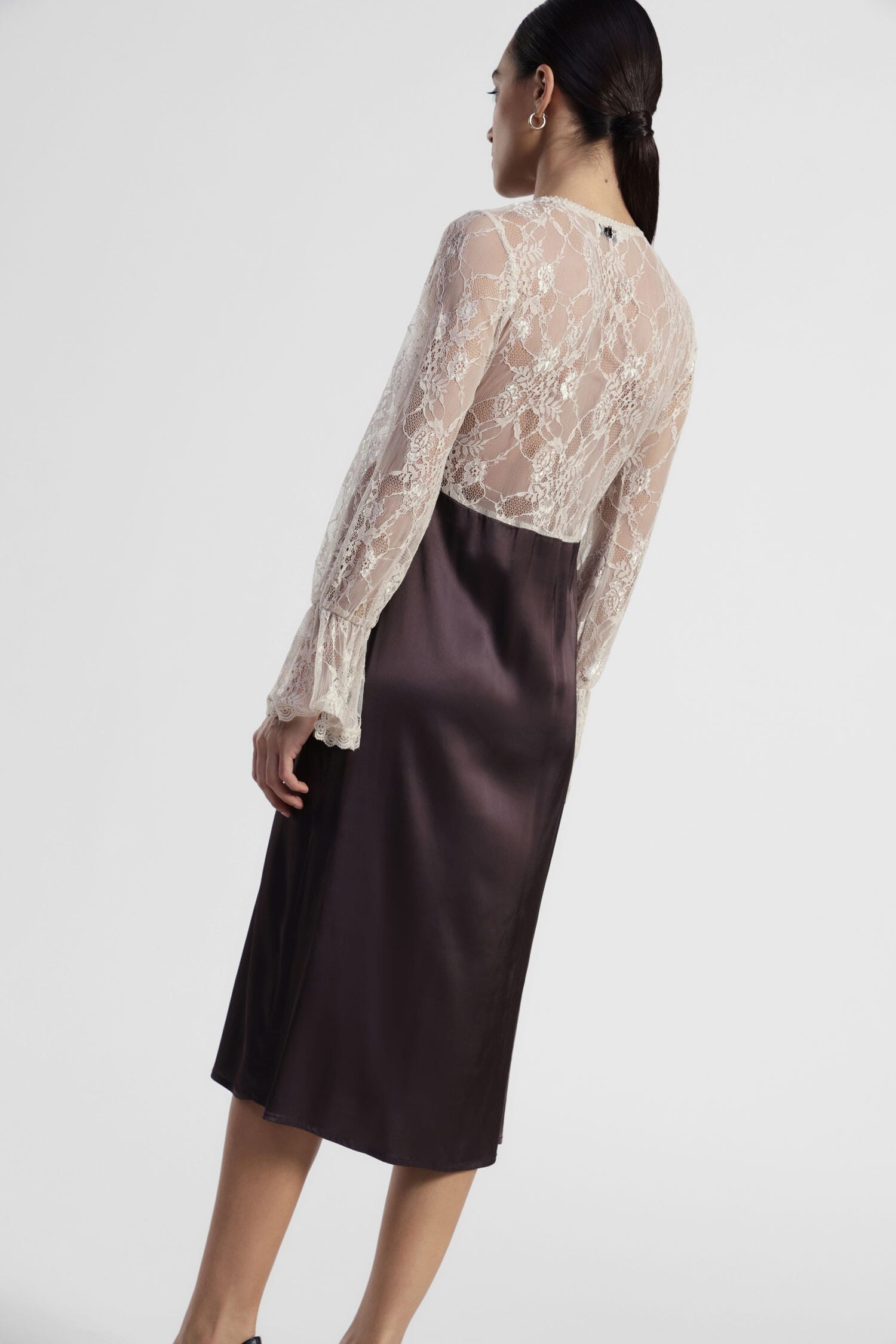 Midi Dress With Transparent Lace Sleeves Dixie