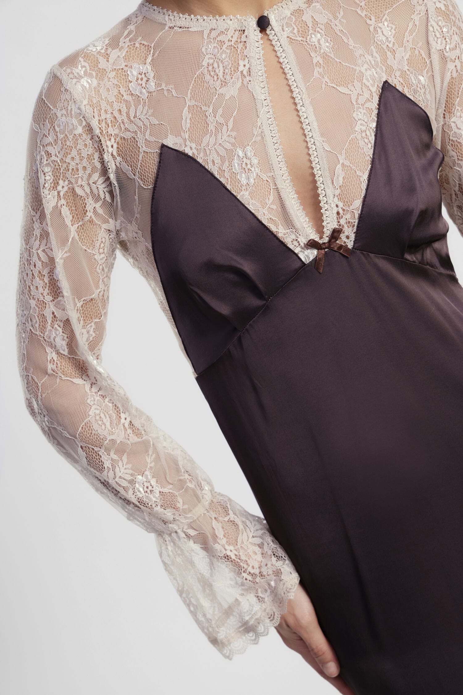 Midi Dress With Transparent Lace Sleeves Dixie