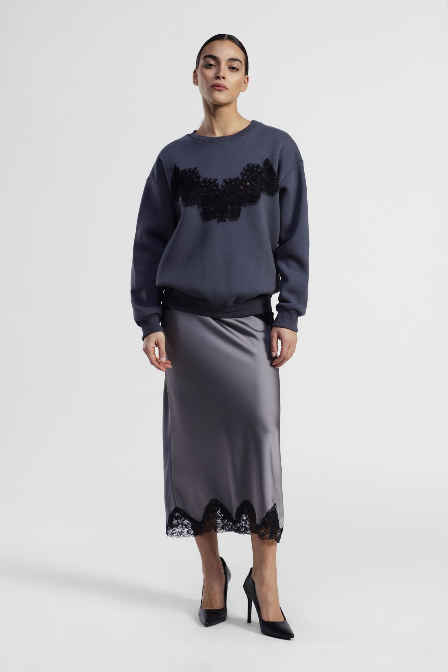 Gonna Midi Con Bordo In Pizzo Dixie