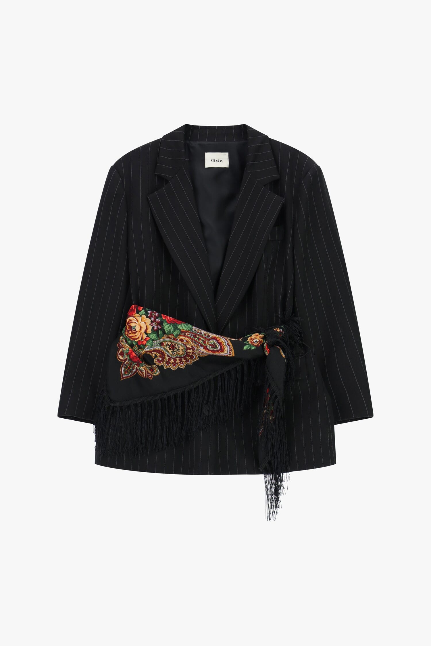 Blazer à pinces avec écharpe décorative à franges Dixie