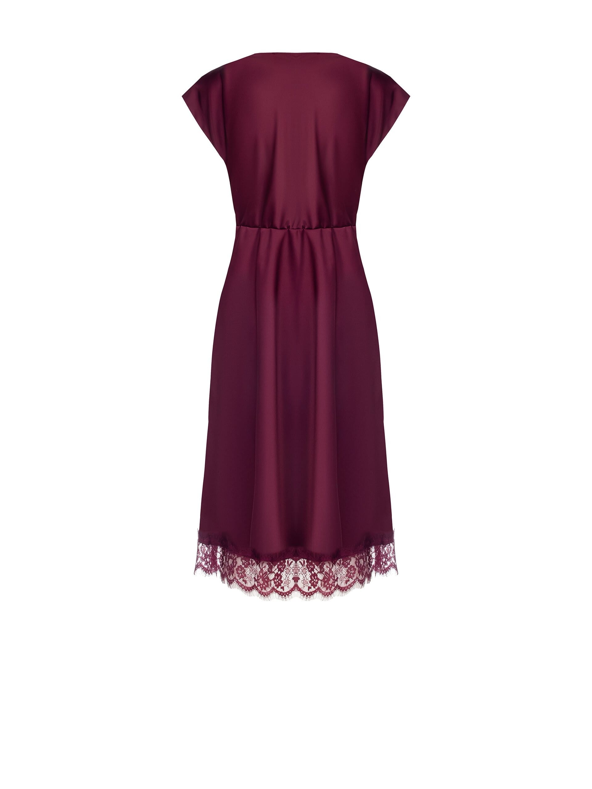 Robe midi en jupon de satin avec encolure à anneaux et bas en dentelle Rinascimento