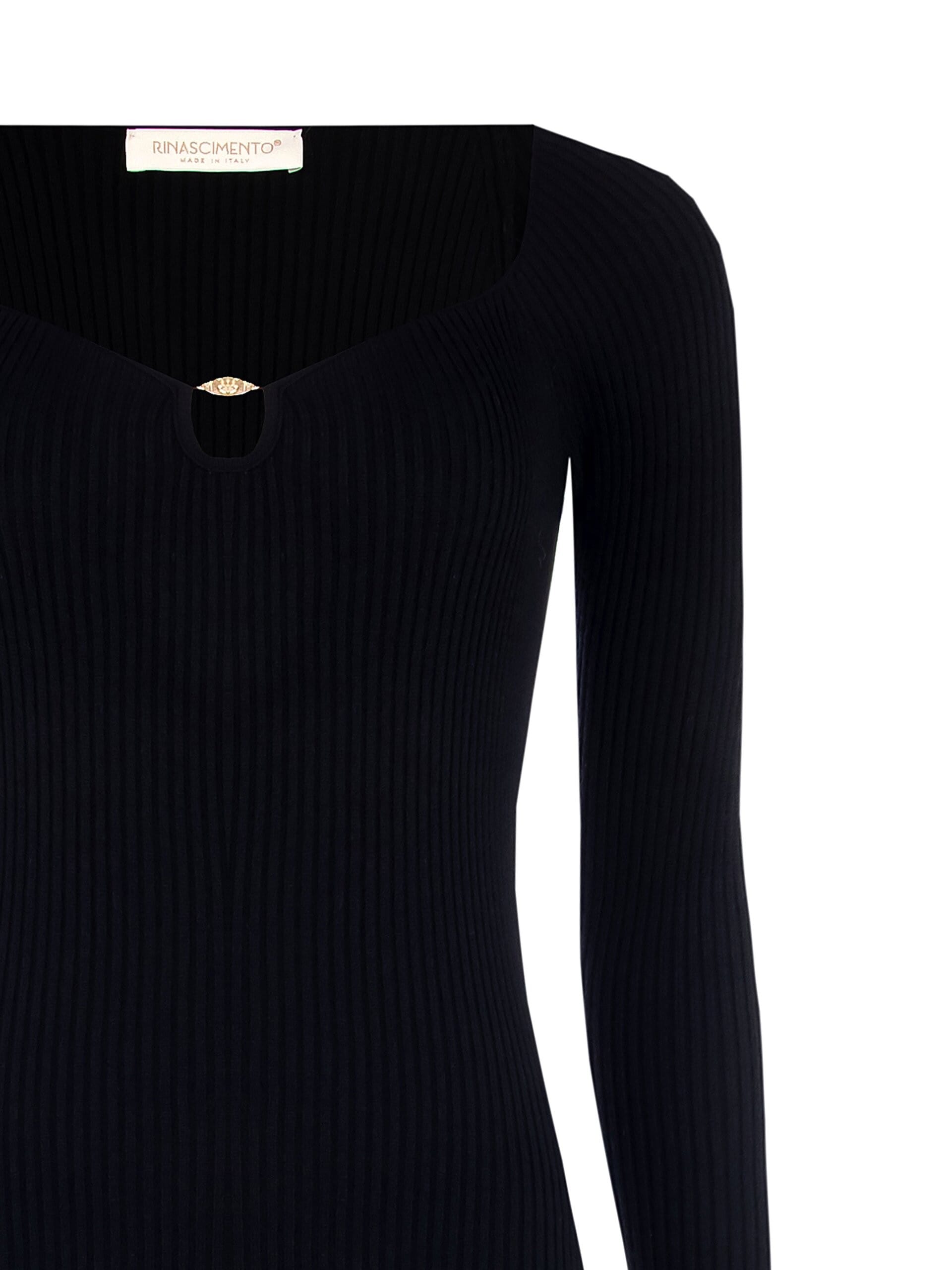 A-line dress with heart-shaped neckline and RR logo plaque Rinascimento