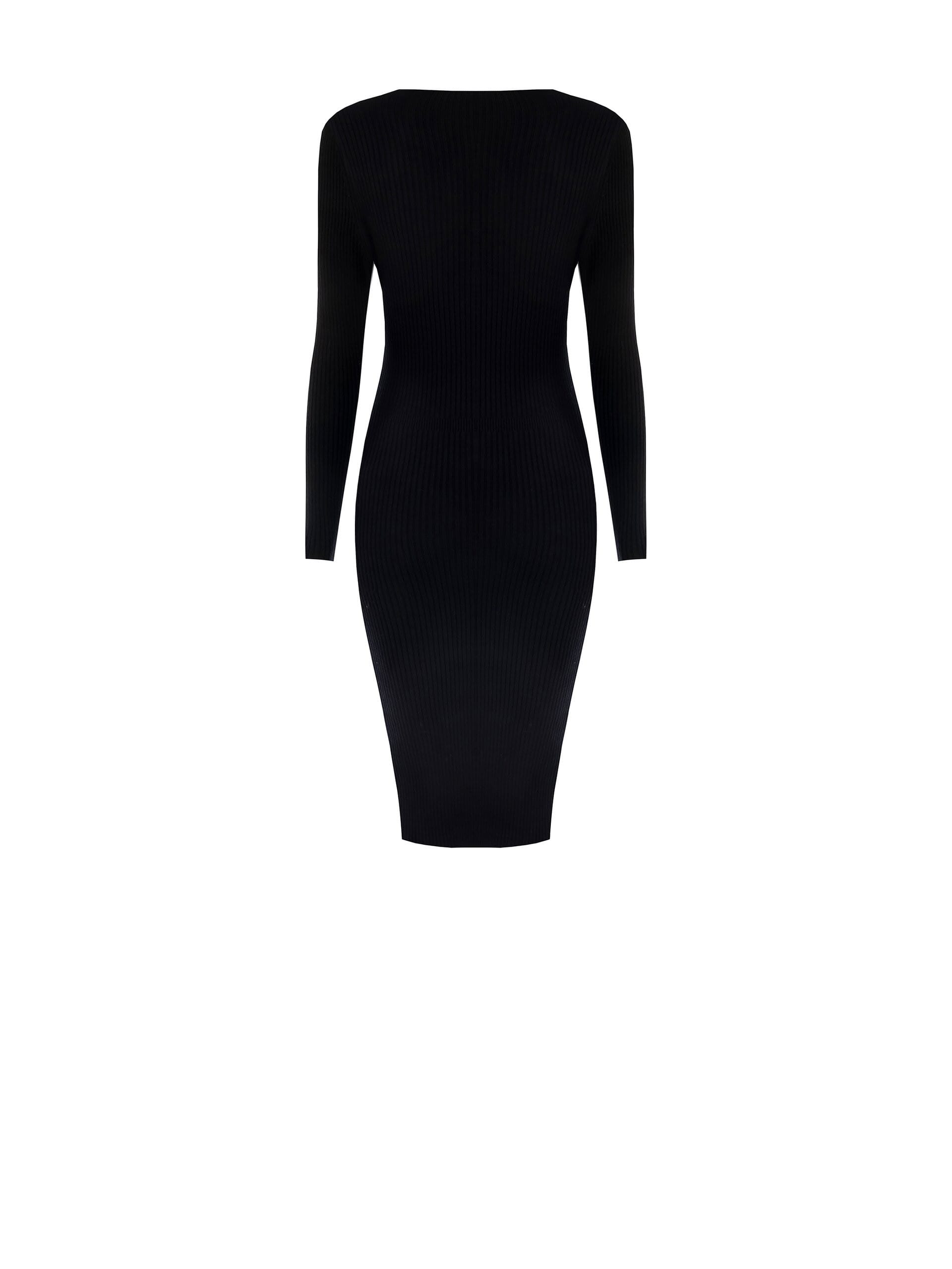 Slim Ribbed A-line Dress With Cut-Out And Slit Rinascimento