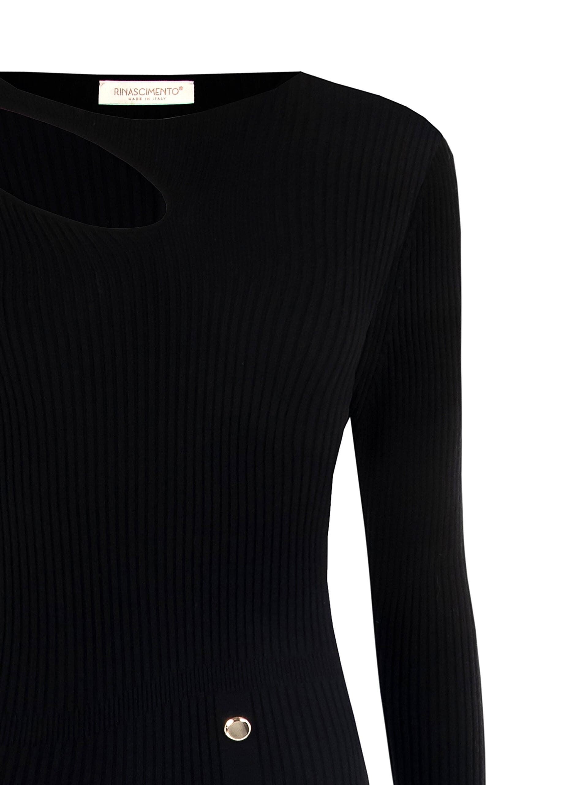 Slim Ribbed A-line Dress With Cut-Out And Slit Rinascimento