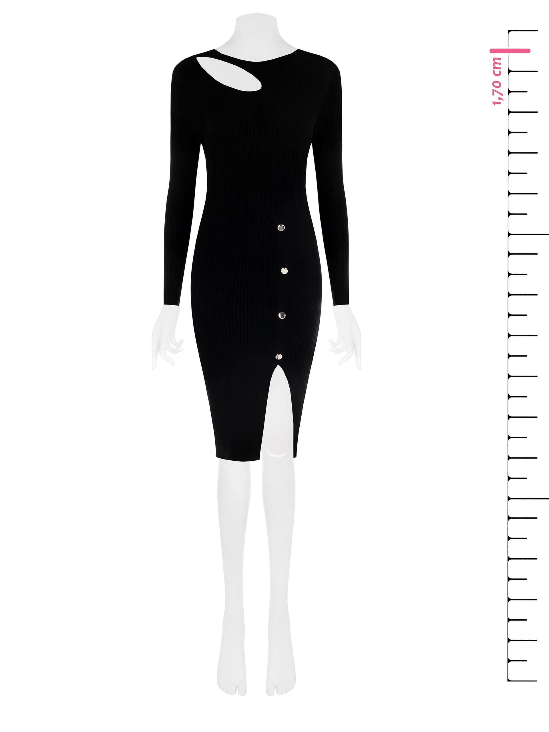 Slim Ribbed A-line Dress With Cut-Out And Slit Rinascimento