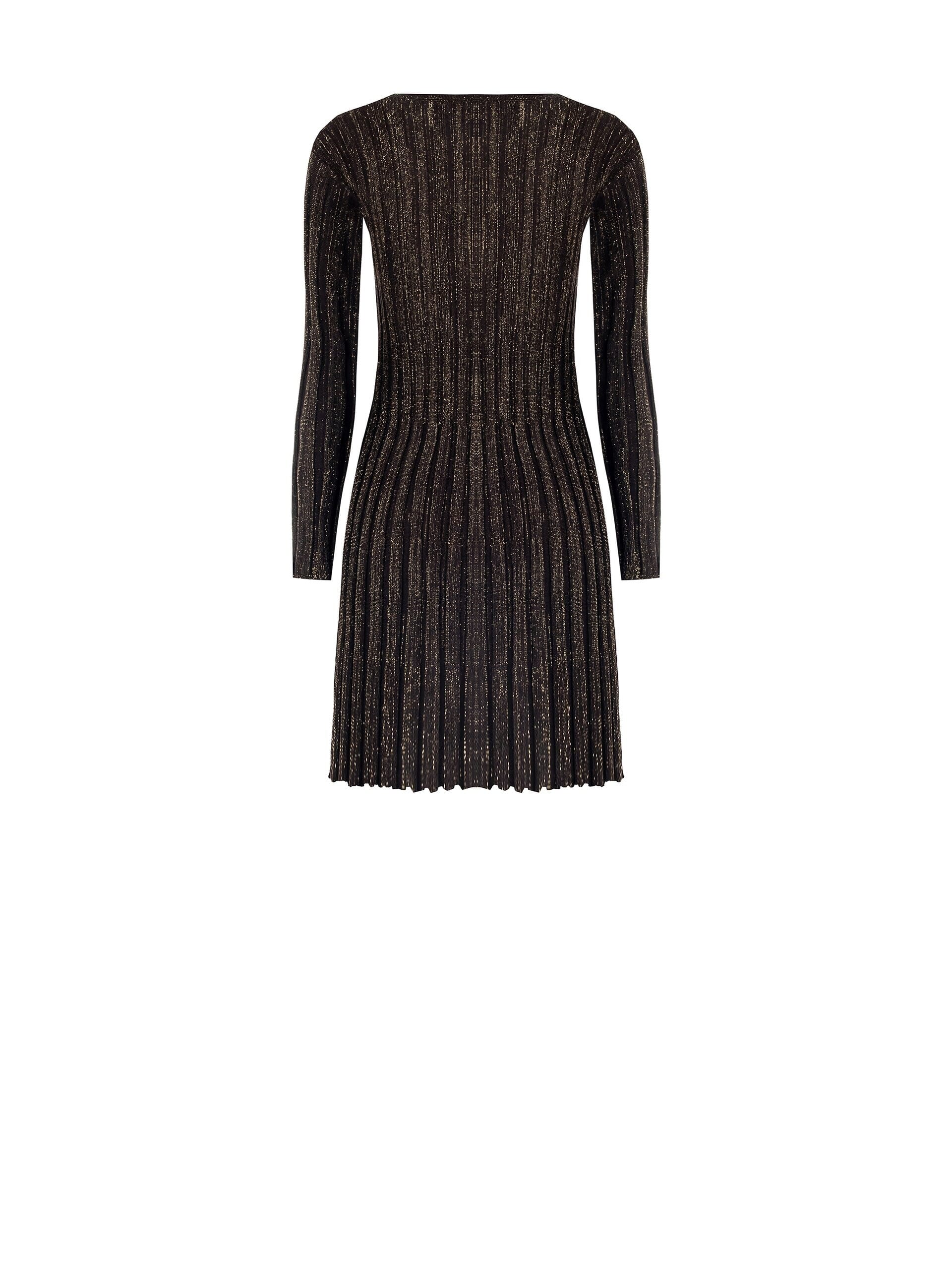 Abito Corto Svasato In Maglia A Coste Con Lurex E Scollo A V Rinascimento