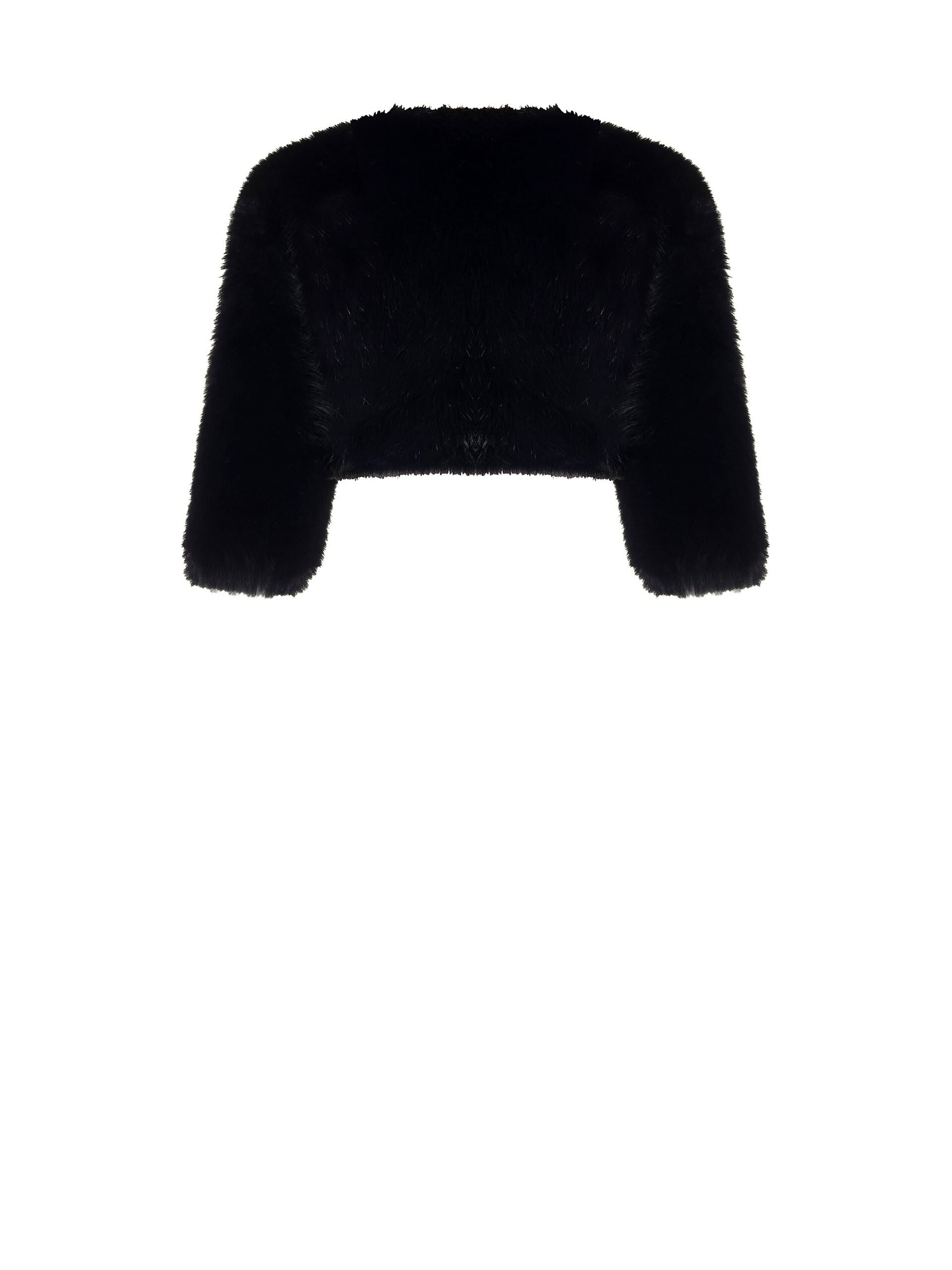 Boléro Rinascimento en fourrure synthétique et boutons ornés de bijoux