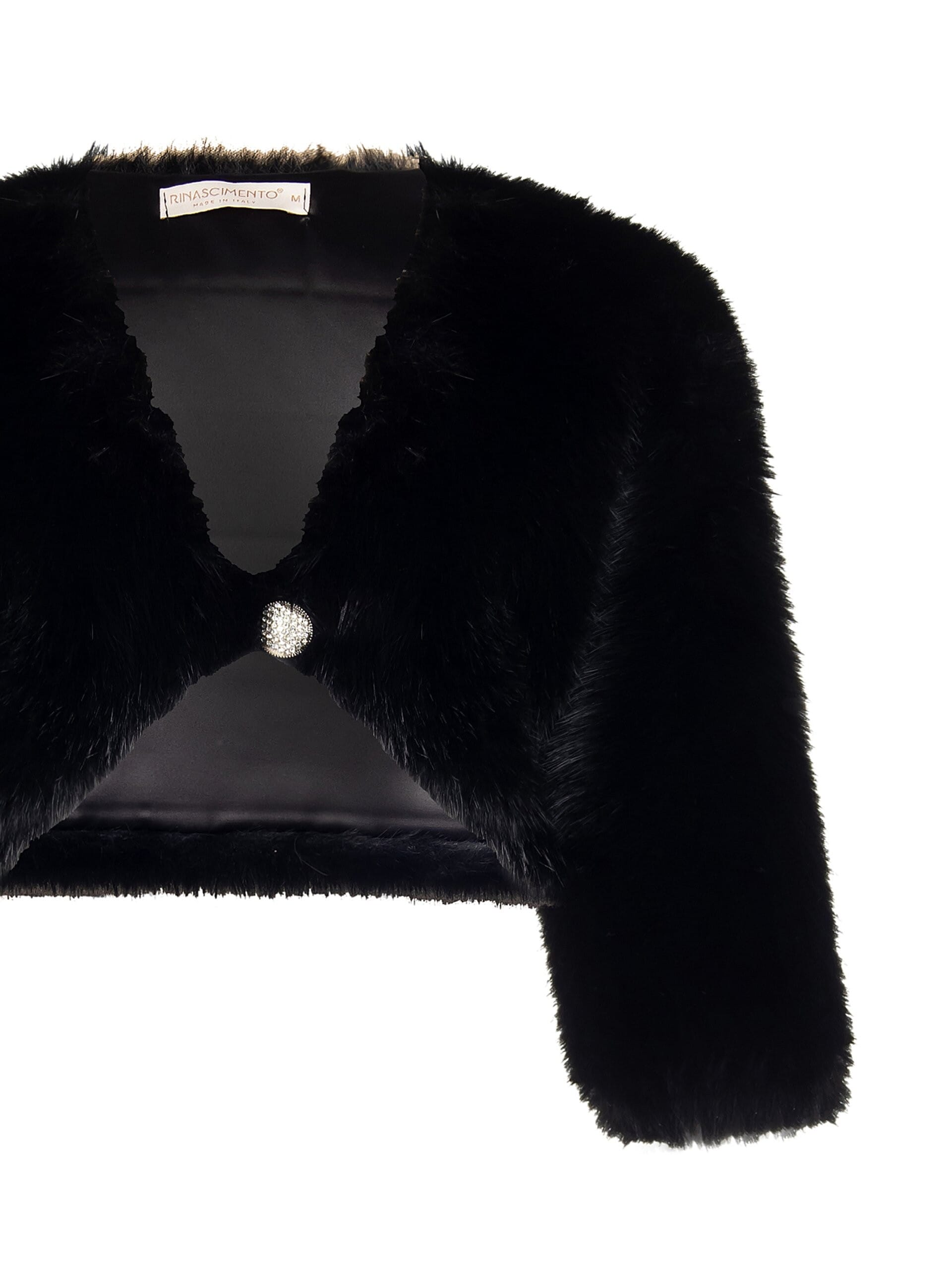 Boléro Rinascimento en fourrure synthétique et boutons ornés de bijoux
