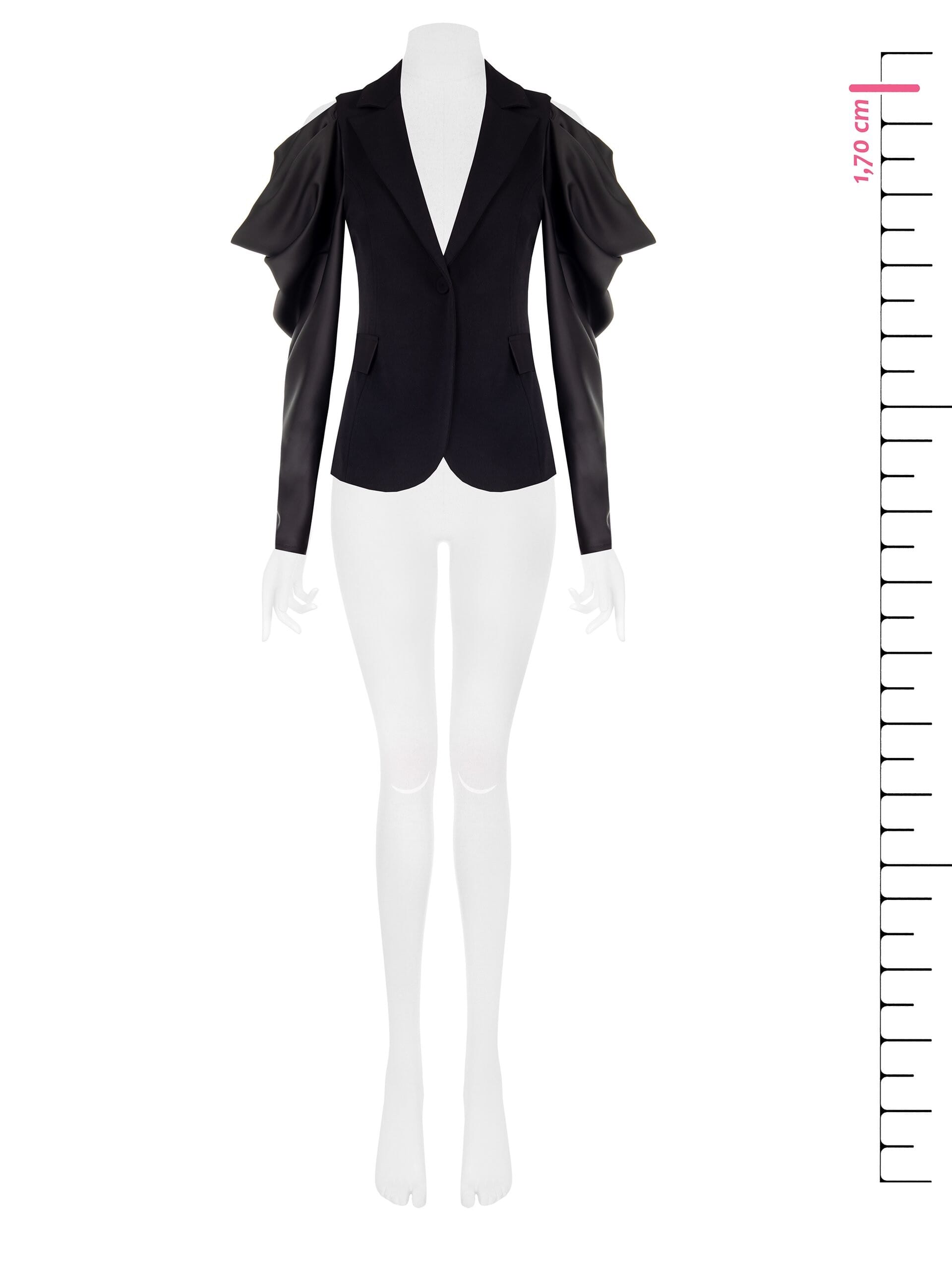 Giacca Blazer Sfiancata In Scuba Crepe Con Maxi Maniche In Raso Rinascimento