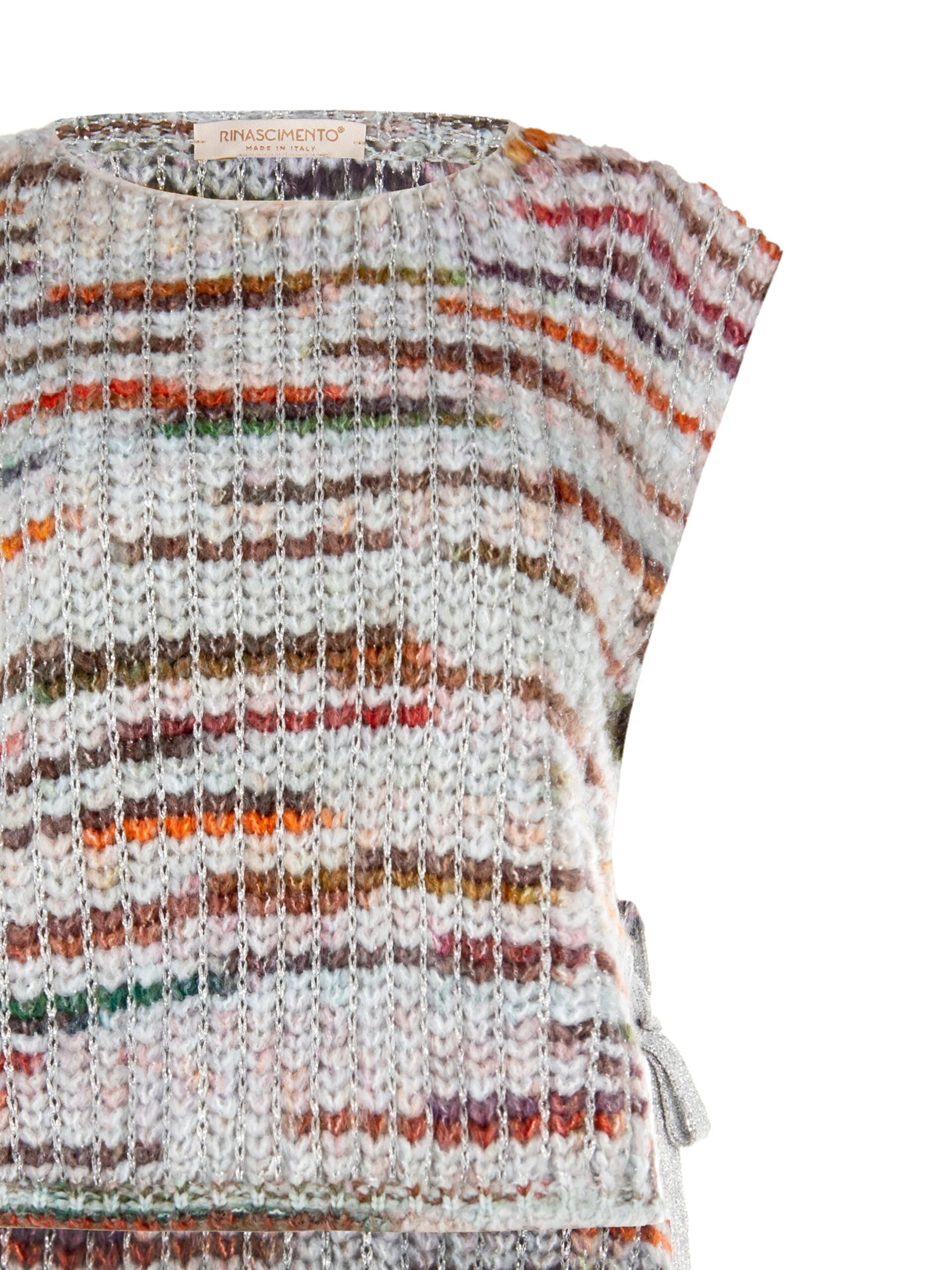 Gilet In Maglia Intrecciata Con Lurex E Laccetti Sui Lati Rinascimento