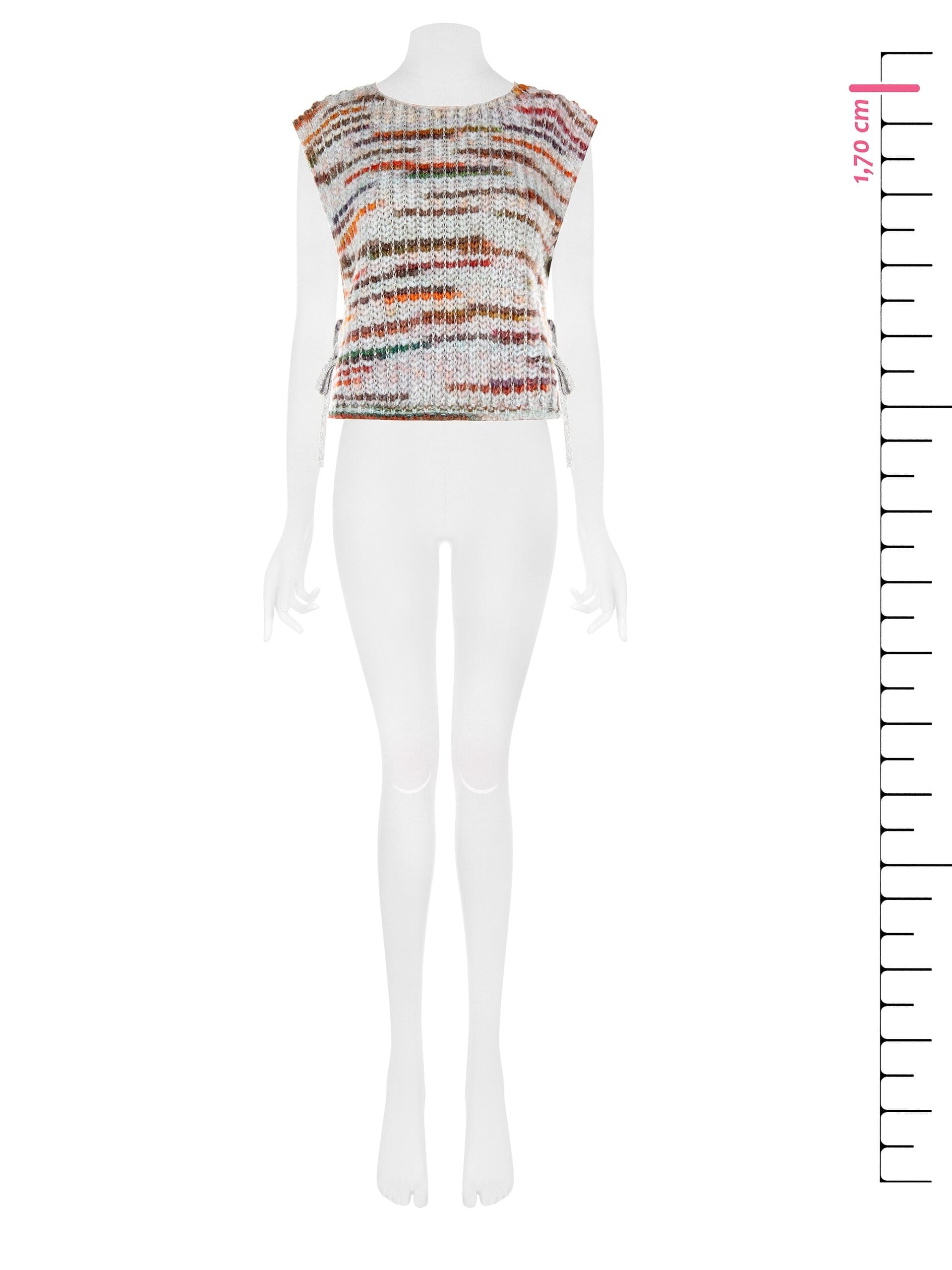 Gilet In Maglia Intrecciata Con Lurex E Laccetti Sui Lati Rinascimento