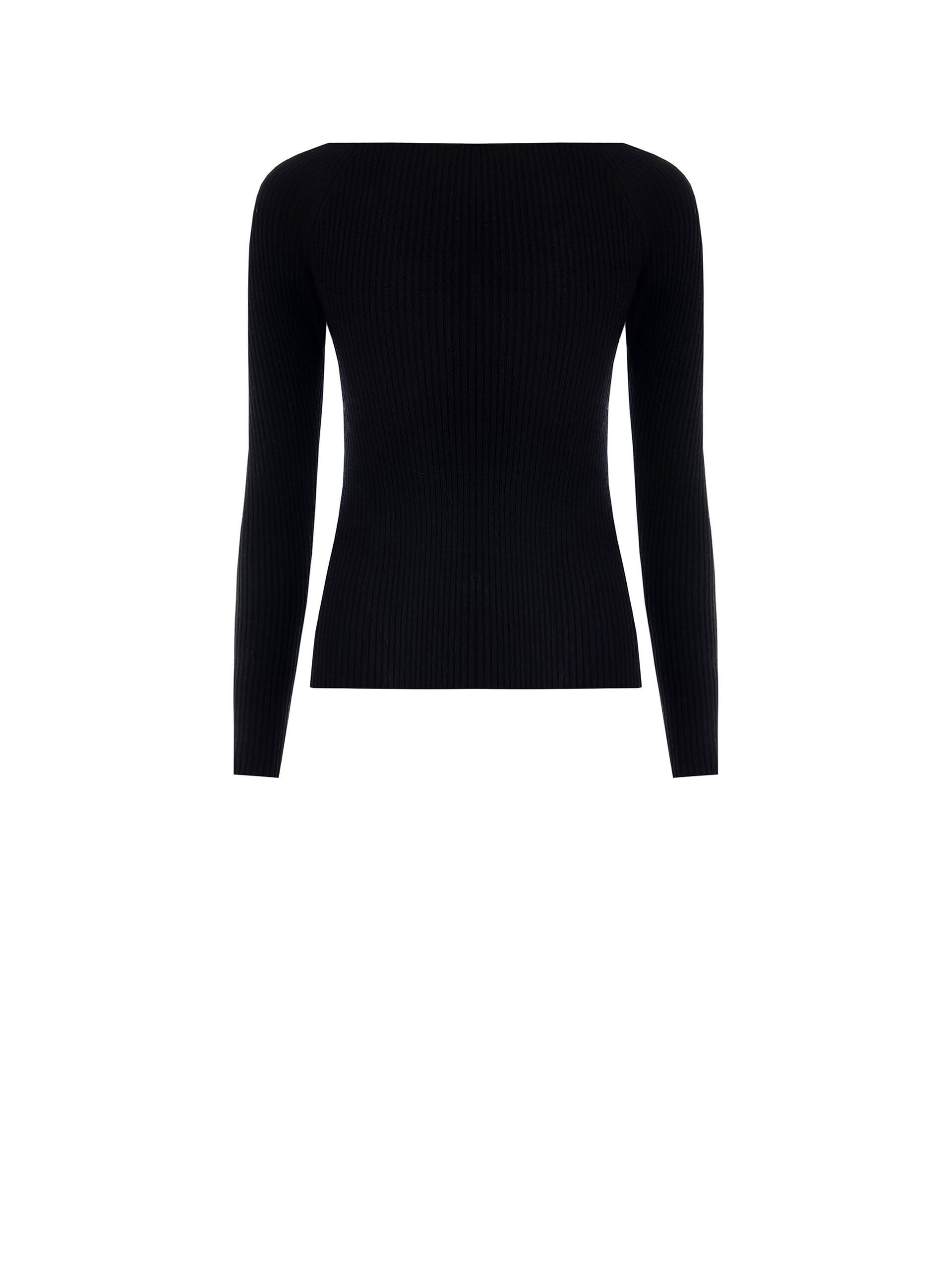 Maglione Aderente In Maglia A Coste Con Scollo A Cuore E Bottoncini Logo Rinascimento