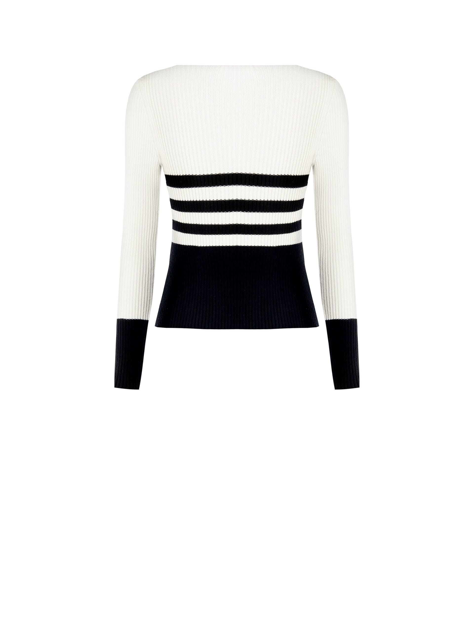 Maglione Aderente A Coste Bicolor Con Scollo A V Ad Incrocio Rinascimento