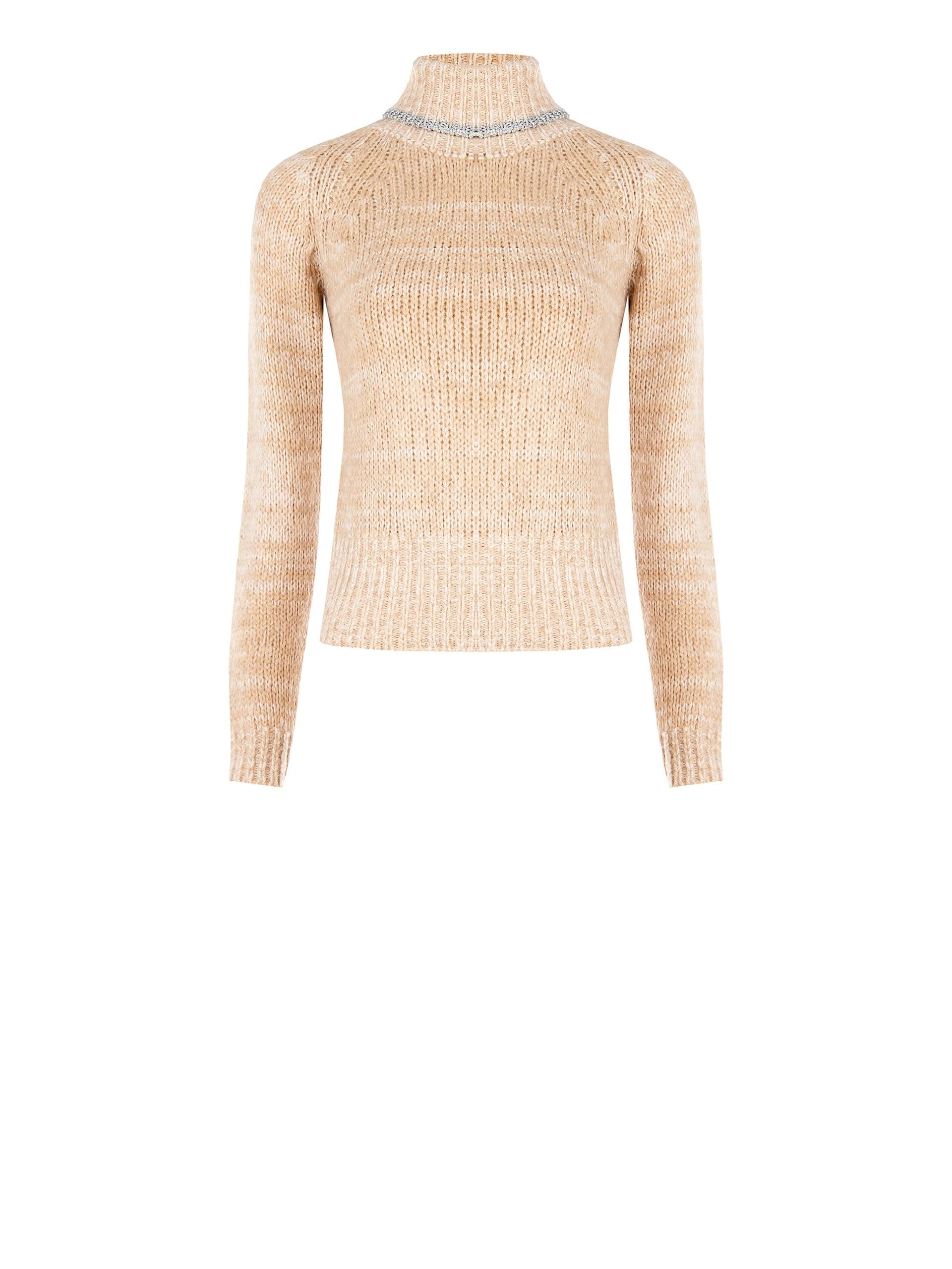 Pull à col roulé à rayures en Lurex Rinascimento