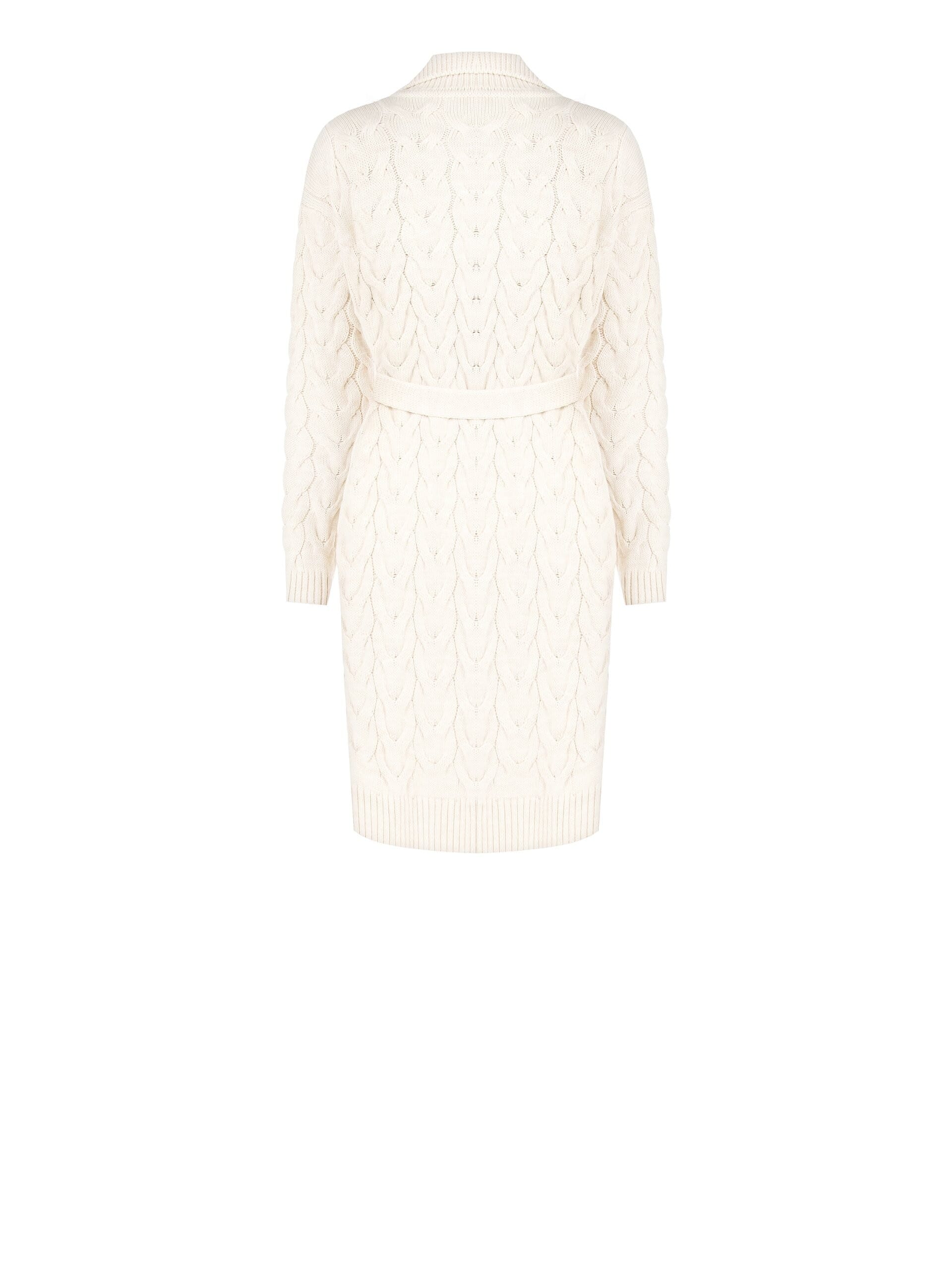 Cappotto Spolverino In Maglia A Trama Intrecciata Con Cintura Coordinata Rinascimento