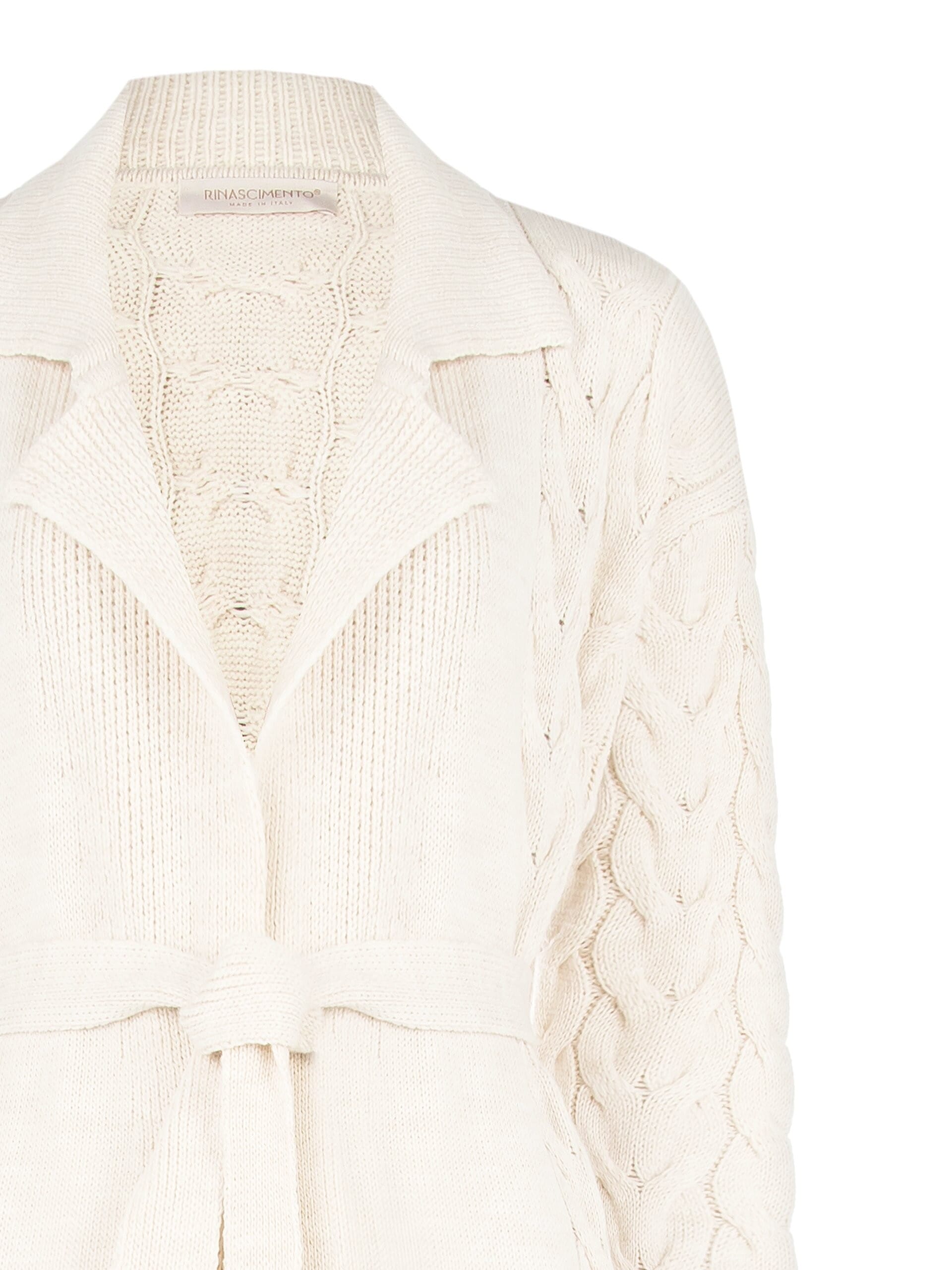 Cappotto Spolverino In Maglia A Trama Intrecciata Con Cintura Coordinata Rinascimento