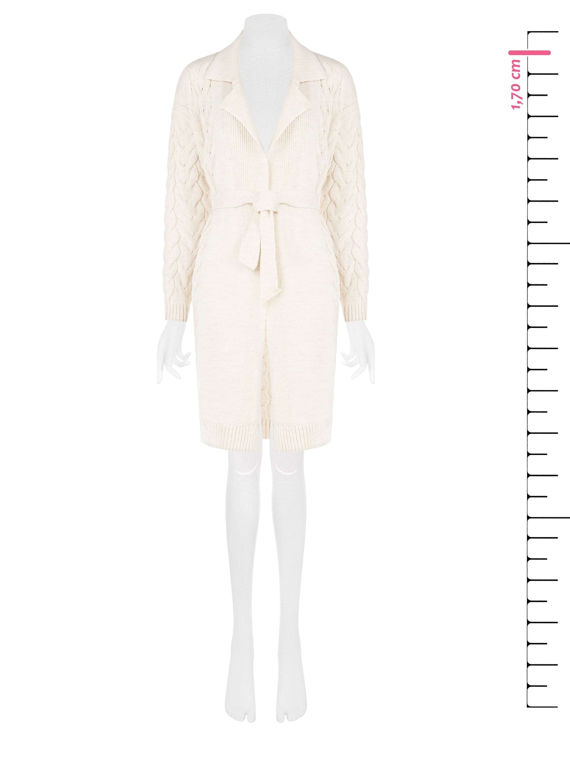 Cappotto Spolverino In Maglia A Trama Intrecciata Con Cintura Coordinata Rinascimento