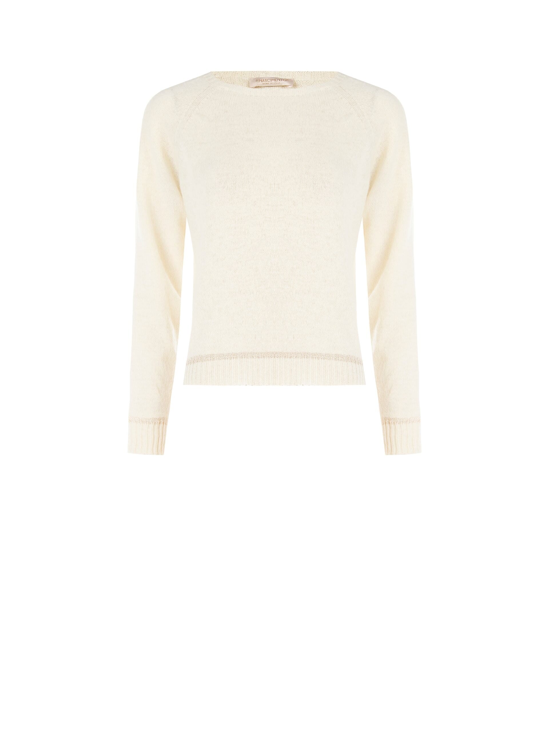 Rinascimento Wool Blend Crew Neck Sweater With Lurex Stripe Detail