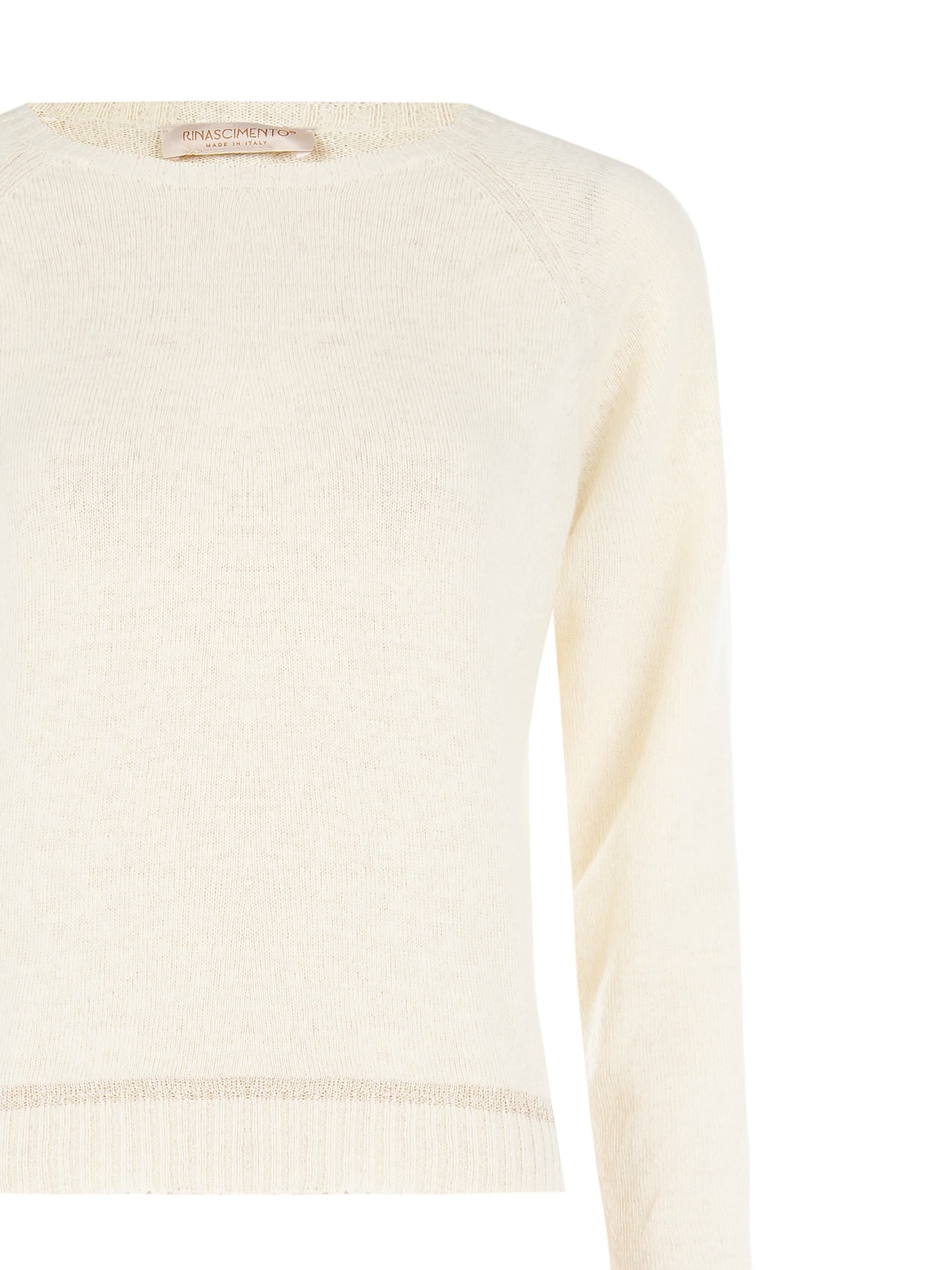 Rinascimento Wool Blend Crew Neck Sweater With Lurex Stripe Detail