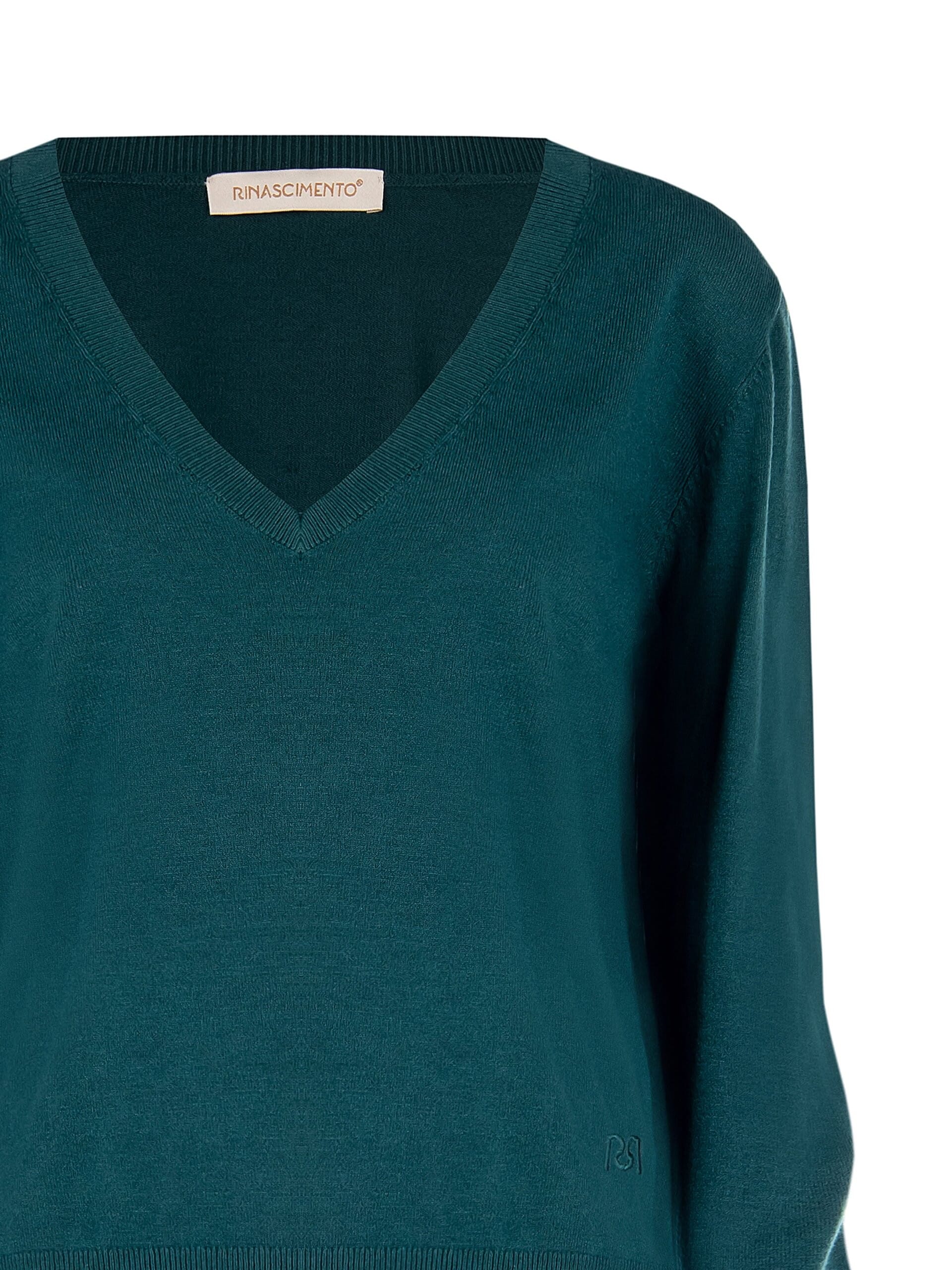 V-Neck Sweater With Embroidered RR Logo Rinascimento
