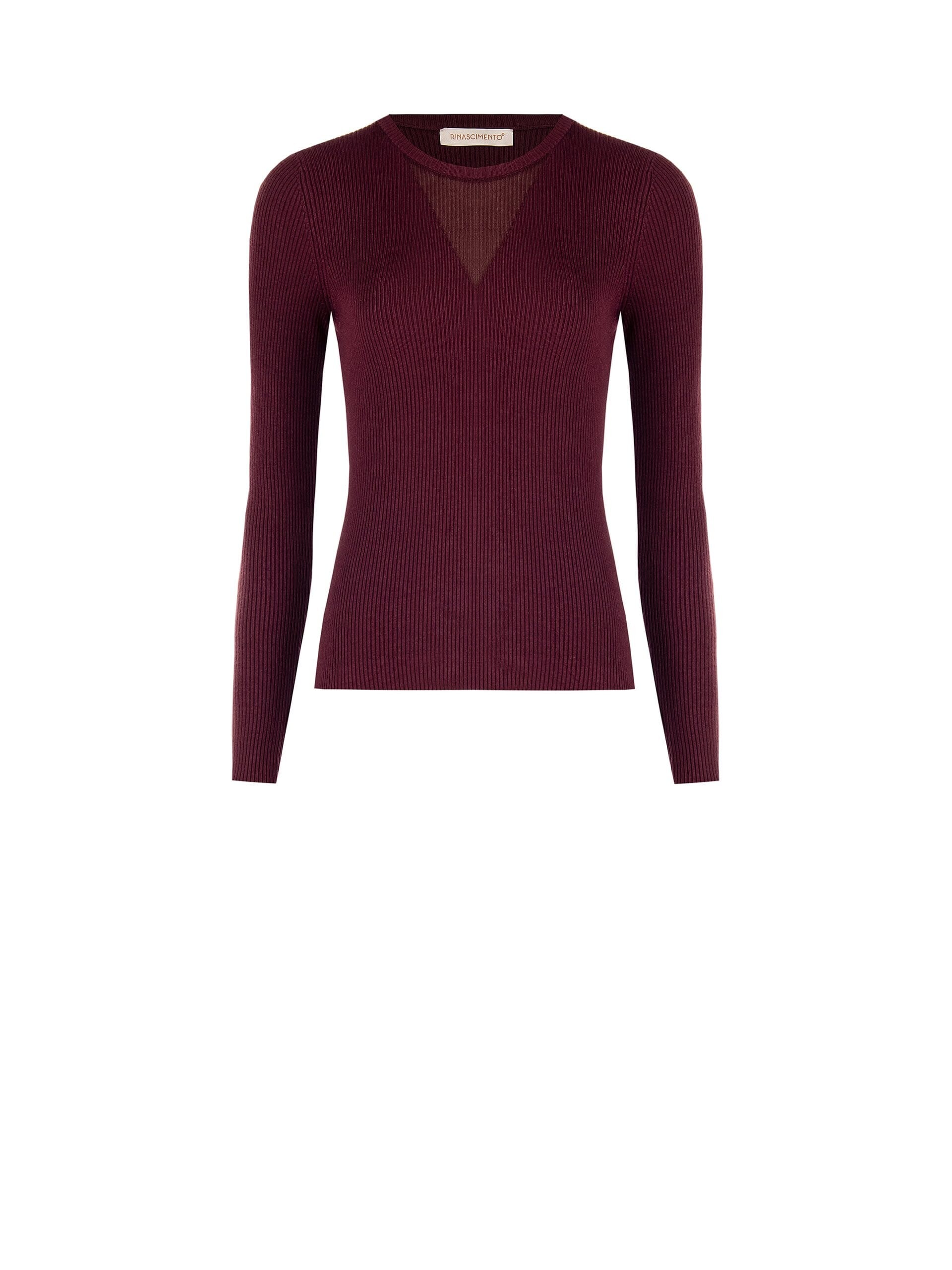 Pull à col roulé avec insertion de tulle Effet col en V Rinascimento