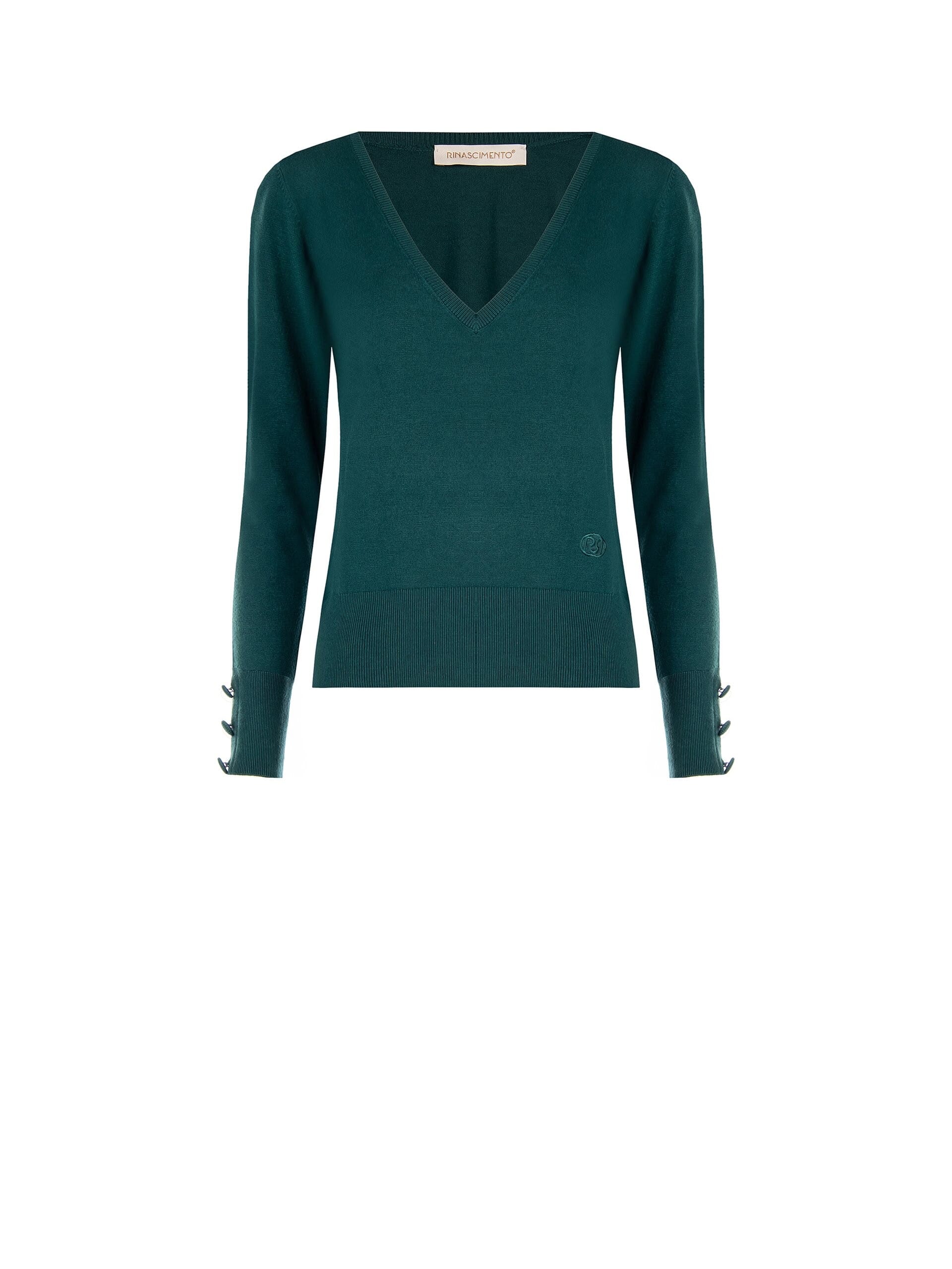 Maglione Con Scollo A V Profondo E Logo RR Ricamato Rinascimento