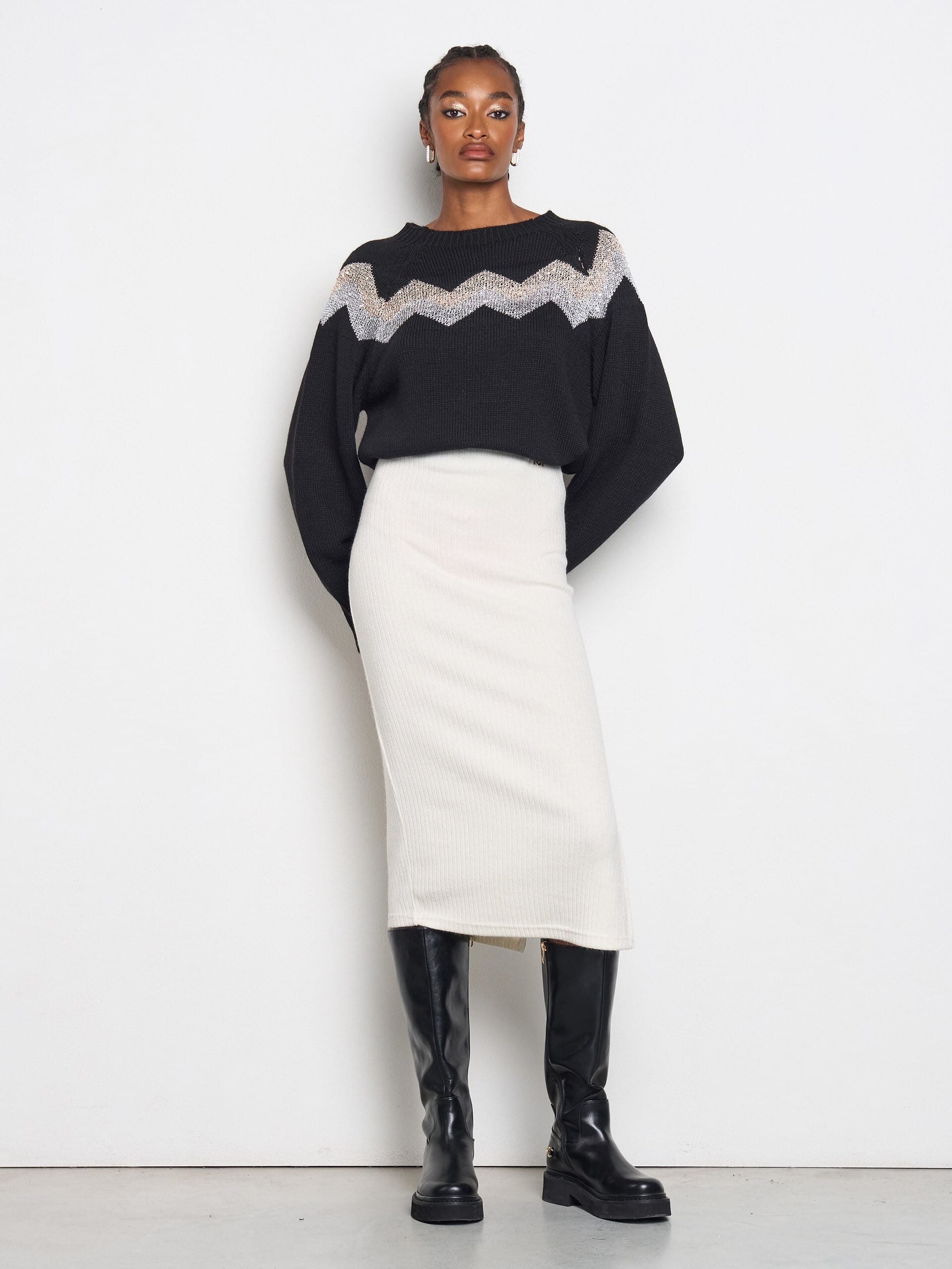 Pull Zig Zag avec micro paillettes Rinascimento