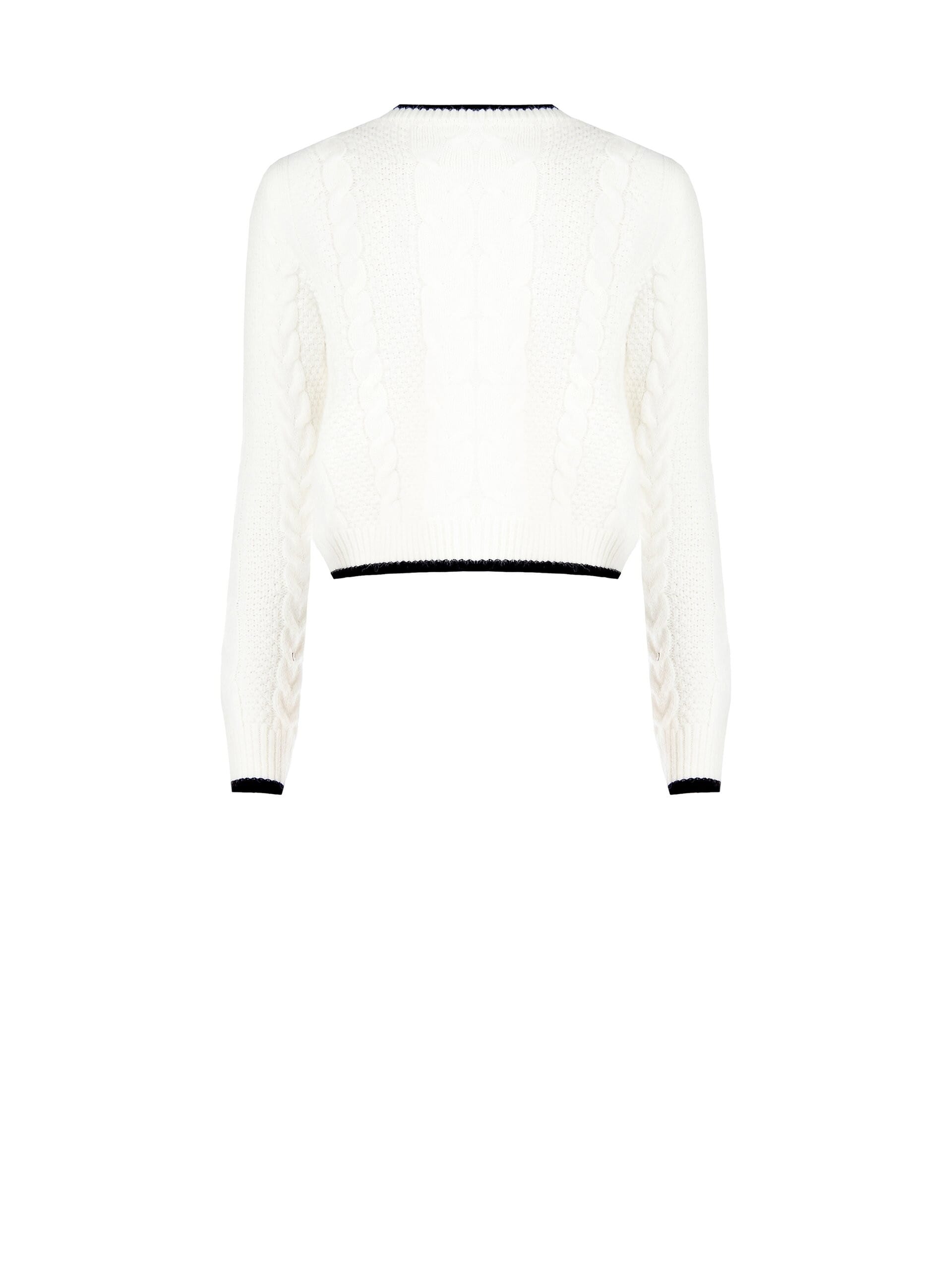 Cardigan In Maglia A Trama Intrecciata Grossa Con Bottoni Logo Rinascimento