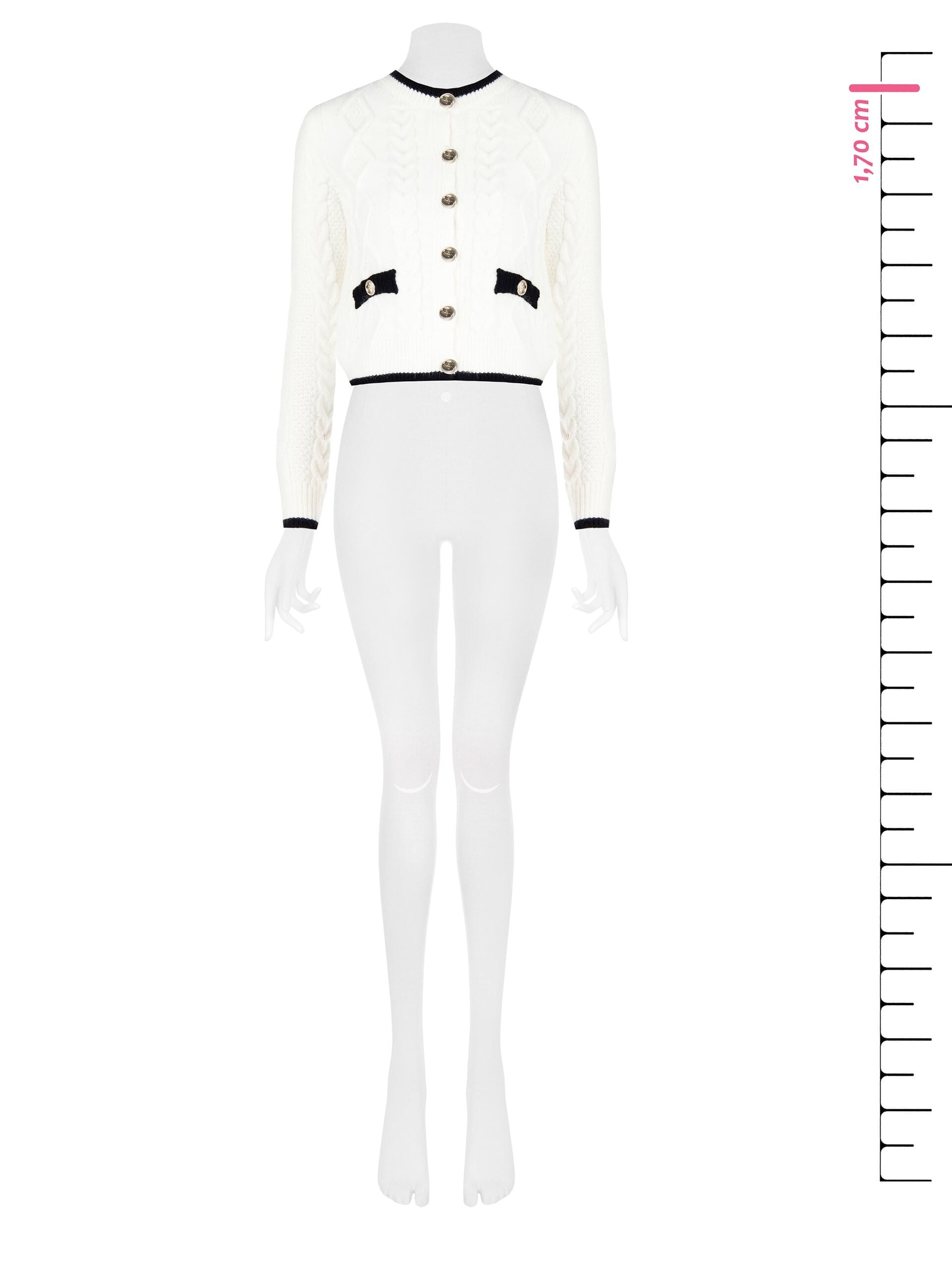 Cardigan In Maglia A Trama Intrecciata Grossa Con Bottoni Logo Rinascimento