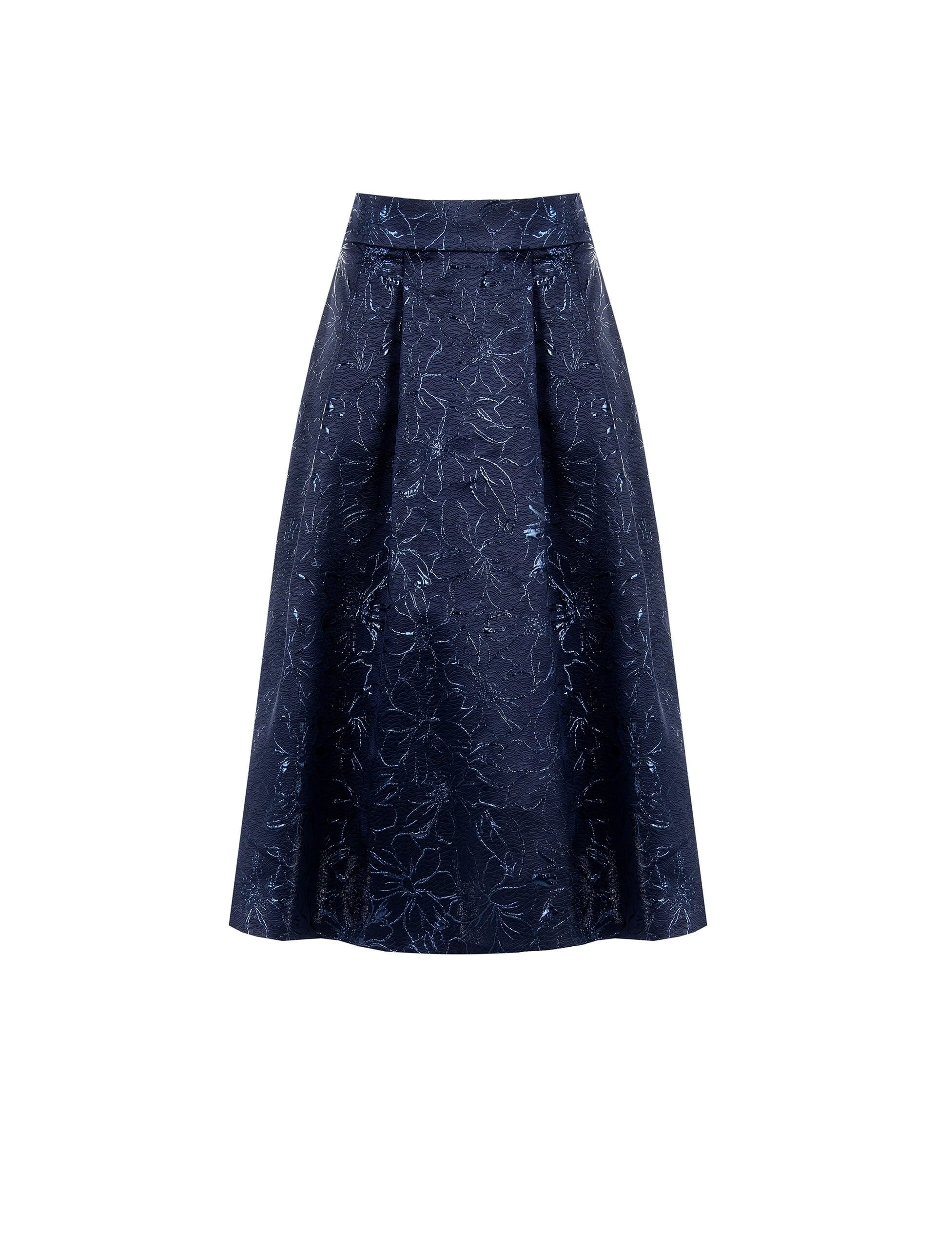 Gonna A Ruota In Tessuto Jacquard A Fiori Con Lurex Con Tasche Rinascimento