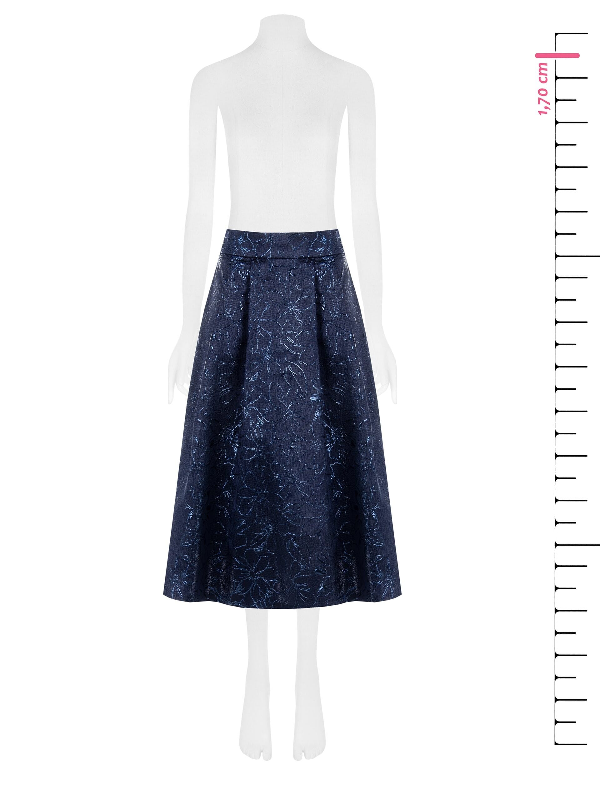 Gonna A Ruota In Tessuto Jacquard A Fiori Con Lurex Con Tasche Rinascimento