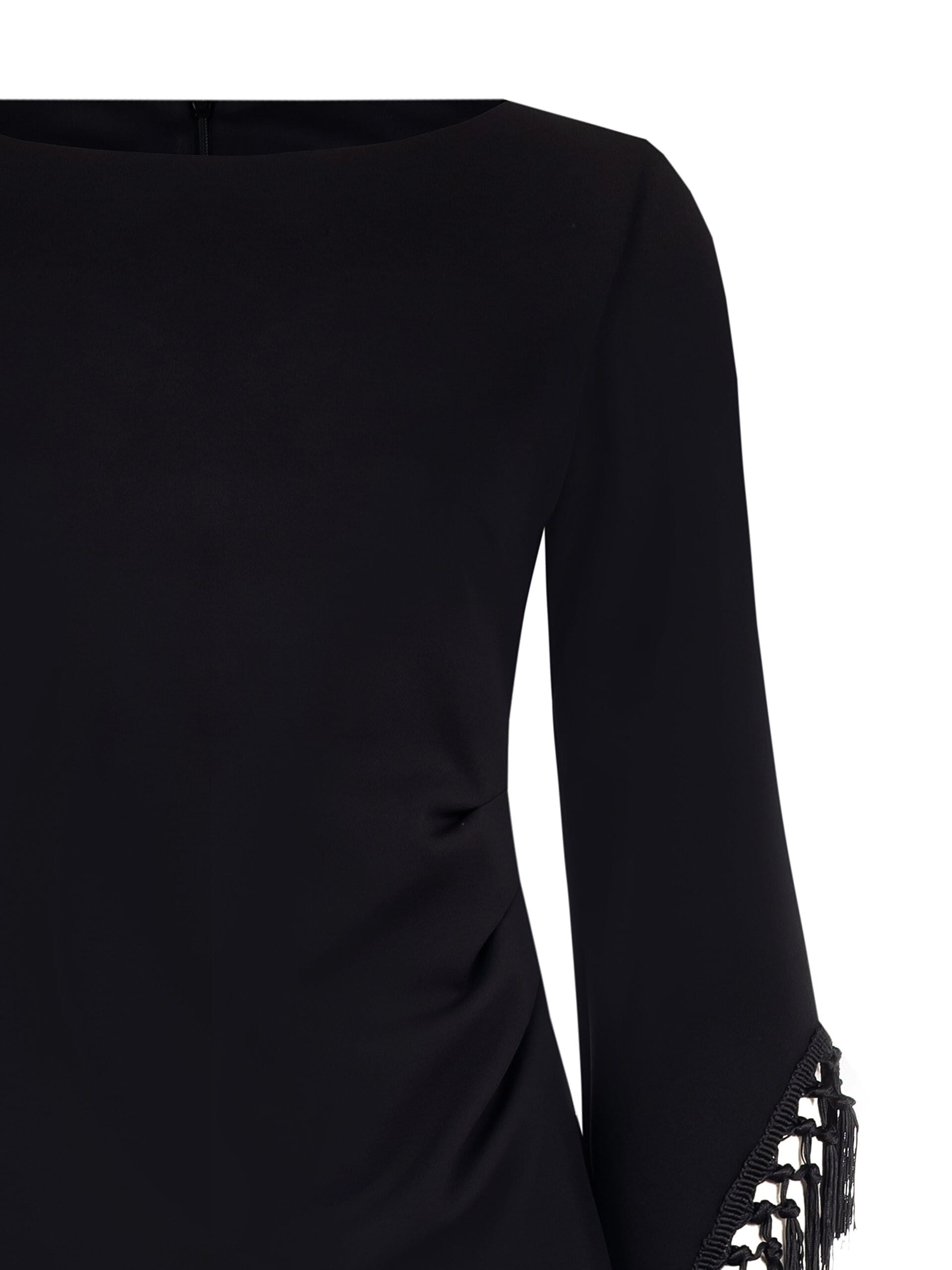 Abito Curvy A Tubino In Scuba Crepe Con Maniche Asimmetriche E Frange Rinascimento Curvy